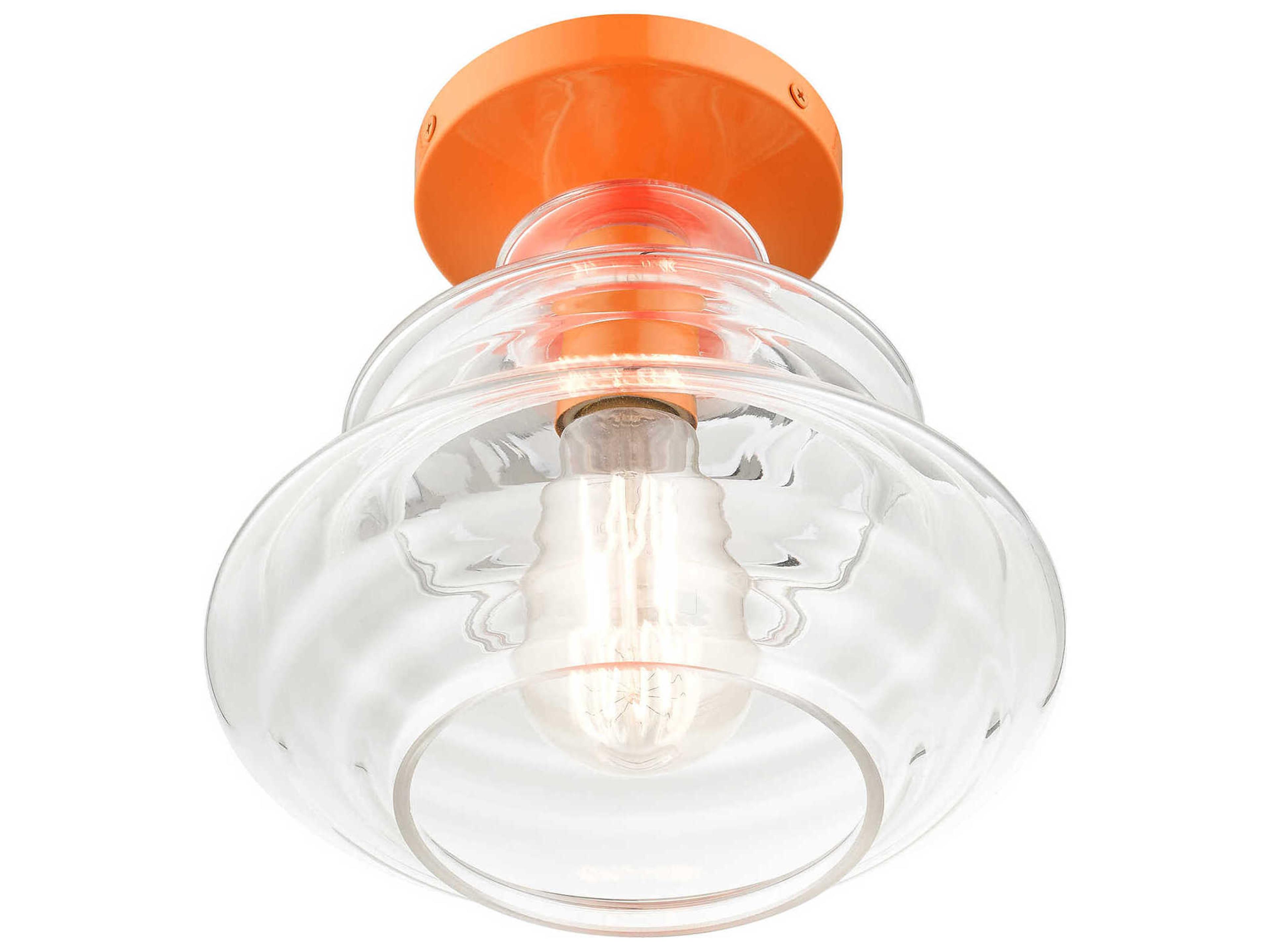 Livex Lighting Everett 1-Light Shiny Orange Glass Semi Flush Mount