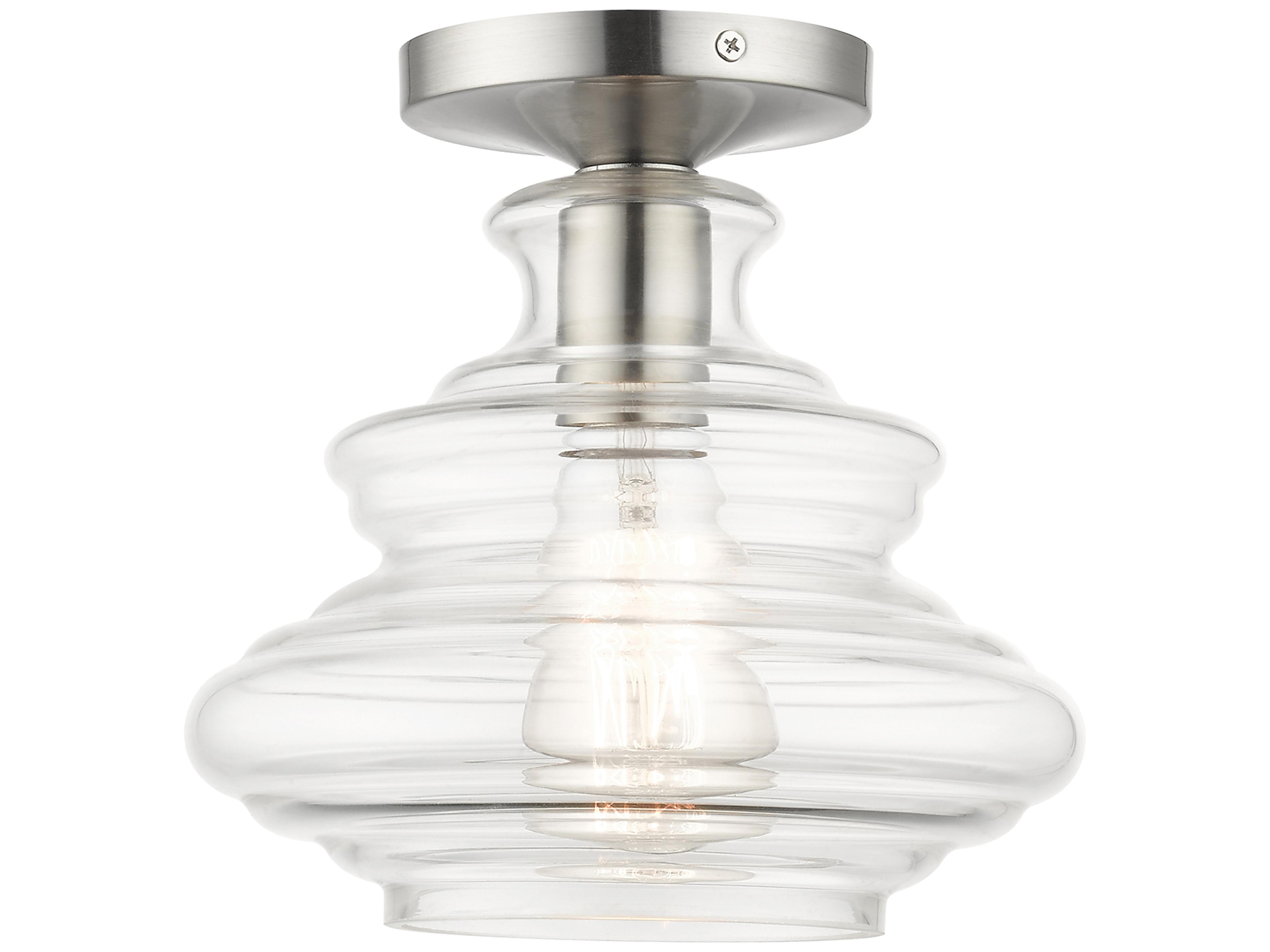 Everett 1-Light Brushed Nickel Chrome Glass Semi Flush Mount