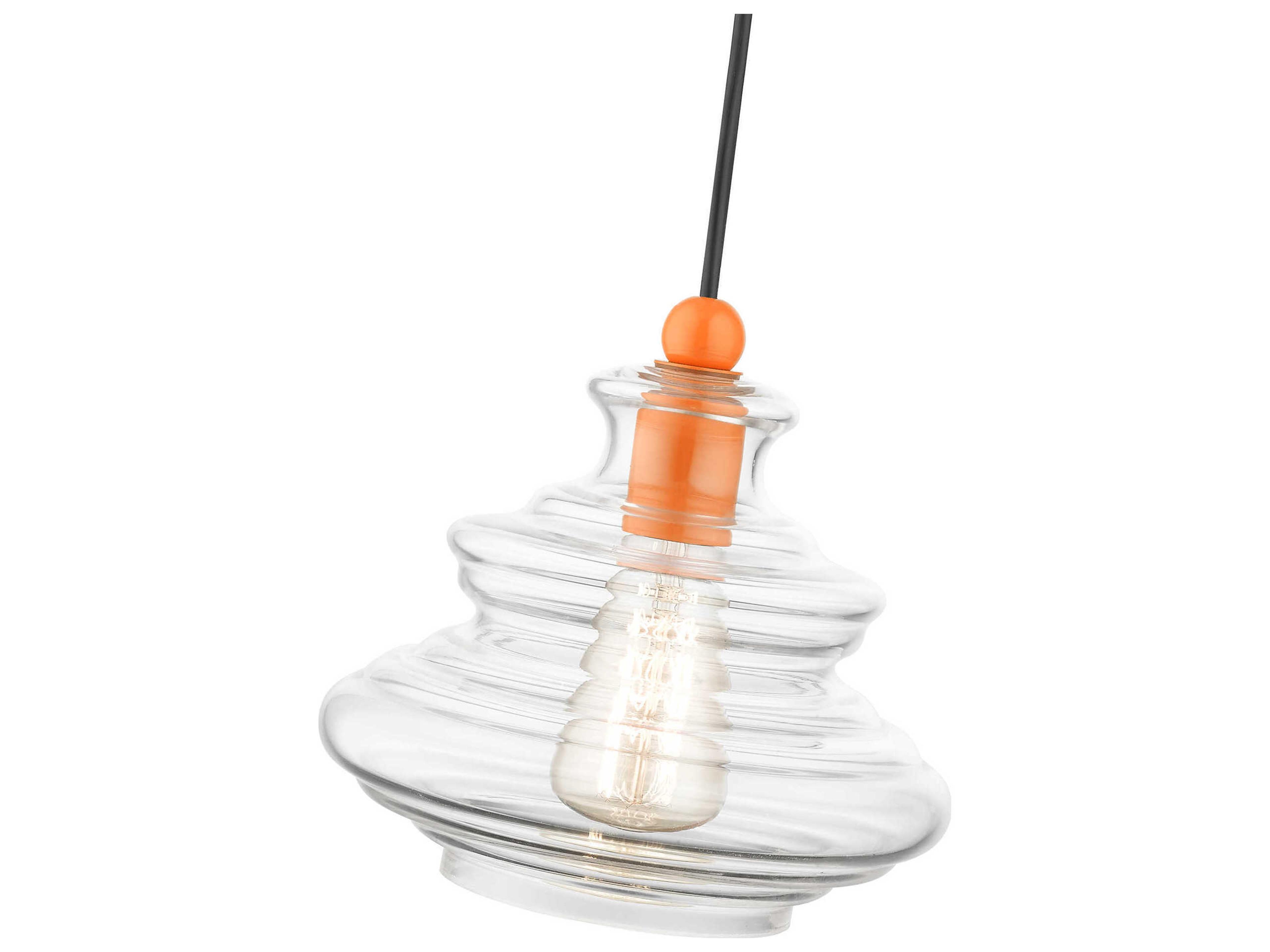 Livex Lighting Everett 1-Light Shiny Orange Glass Mini Pendant