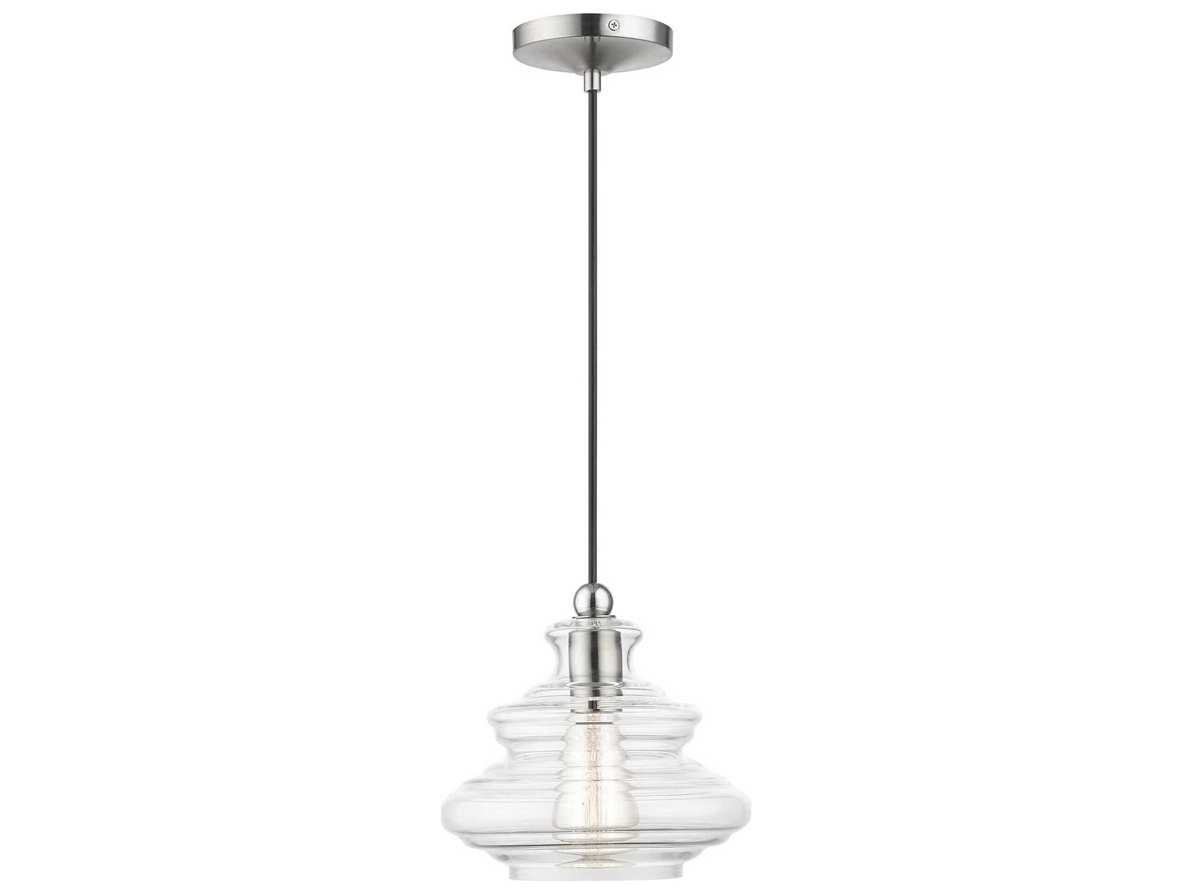 Everett 1-Light Brushed Nickel Chrome Glass Mini Pendant