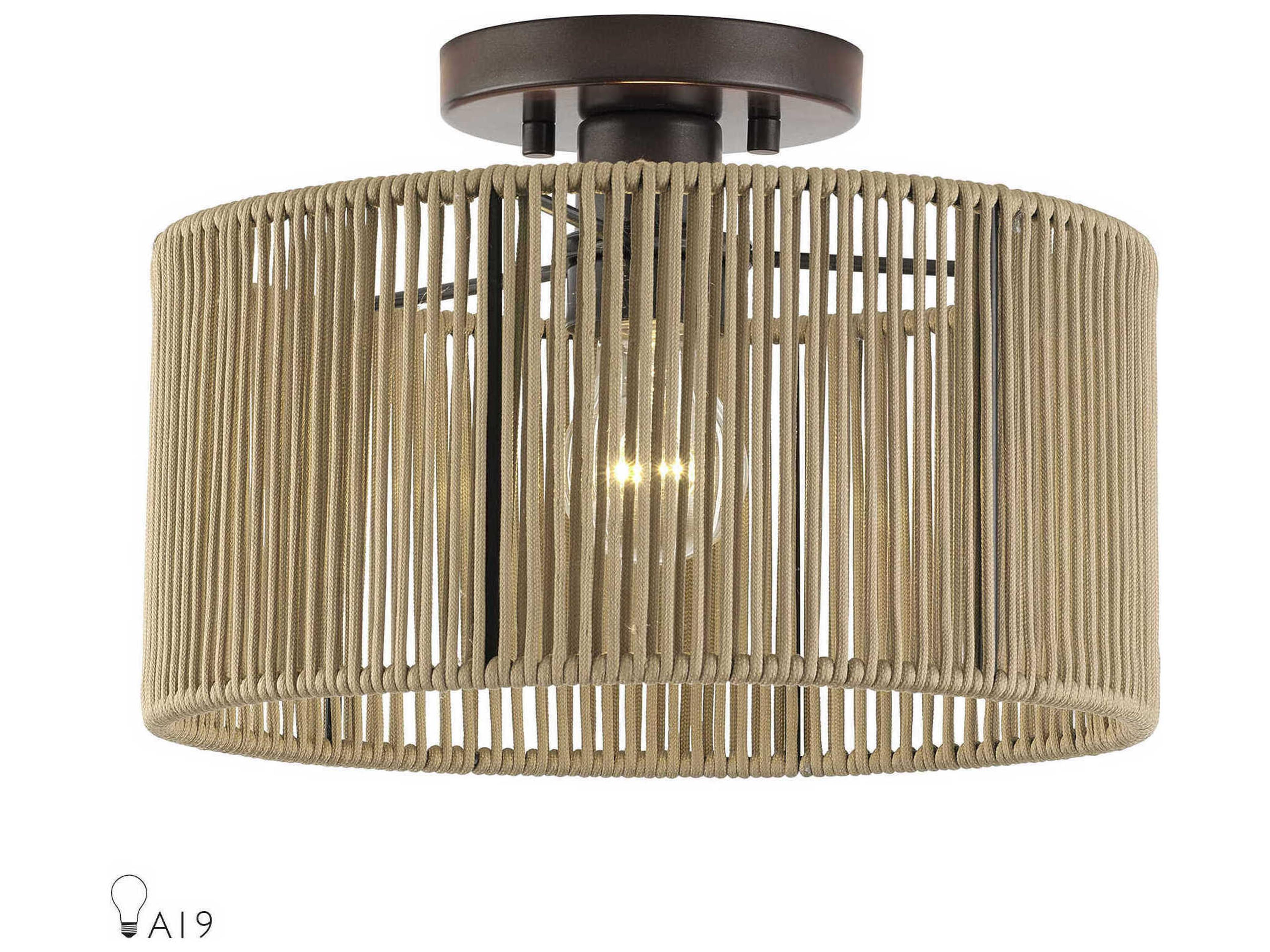 Livex Lighting Acordia 1-Light English Bronze Drum Semi Flush Mount