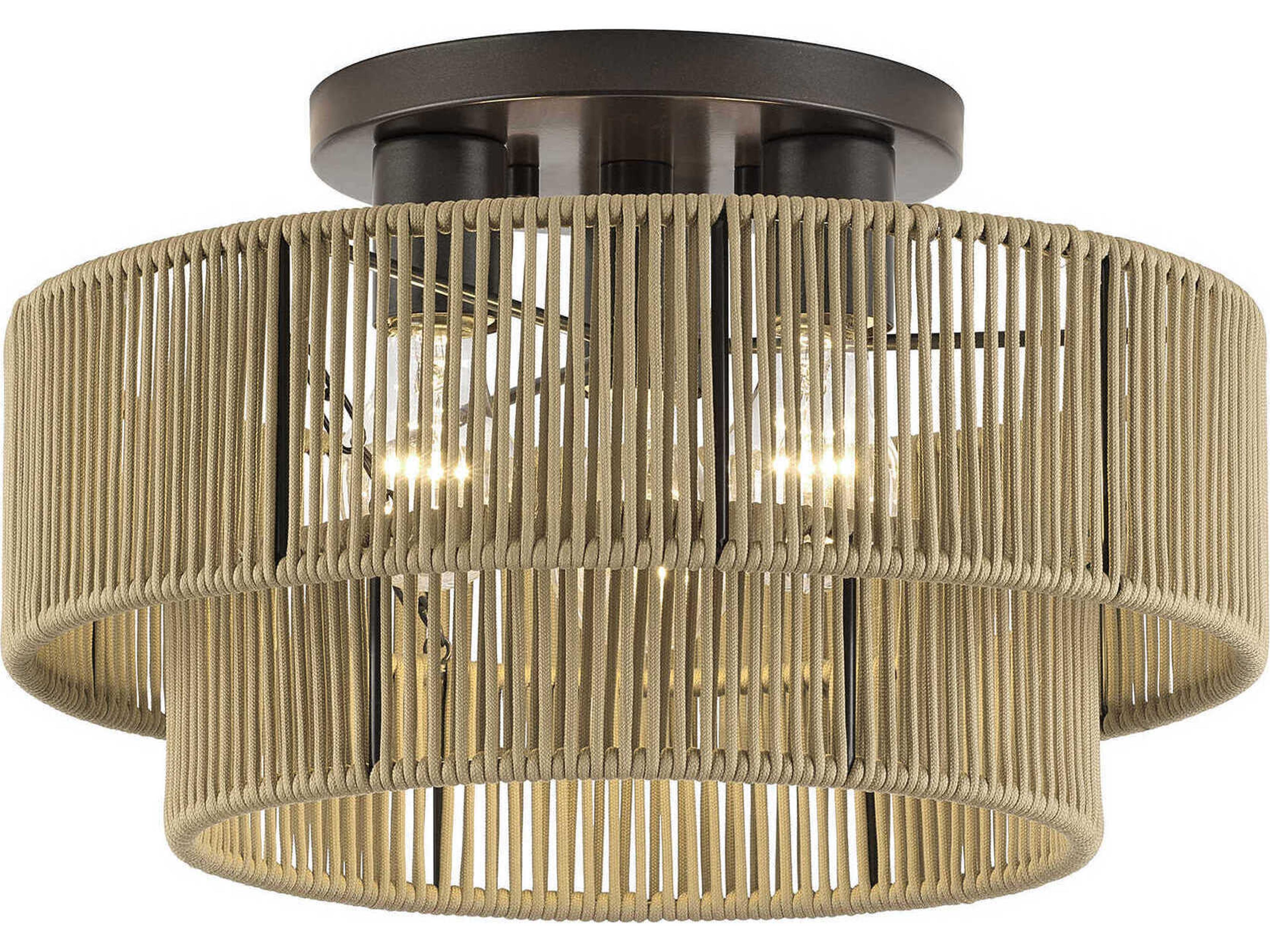 Acordia 3-Light English Bronze Drum Semi Flush Mount