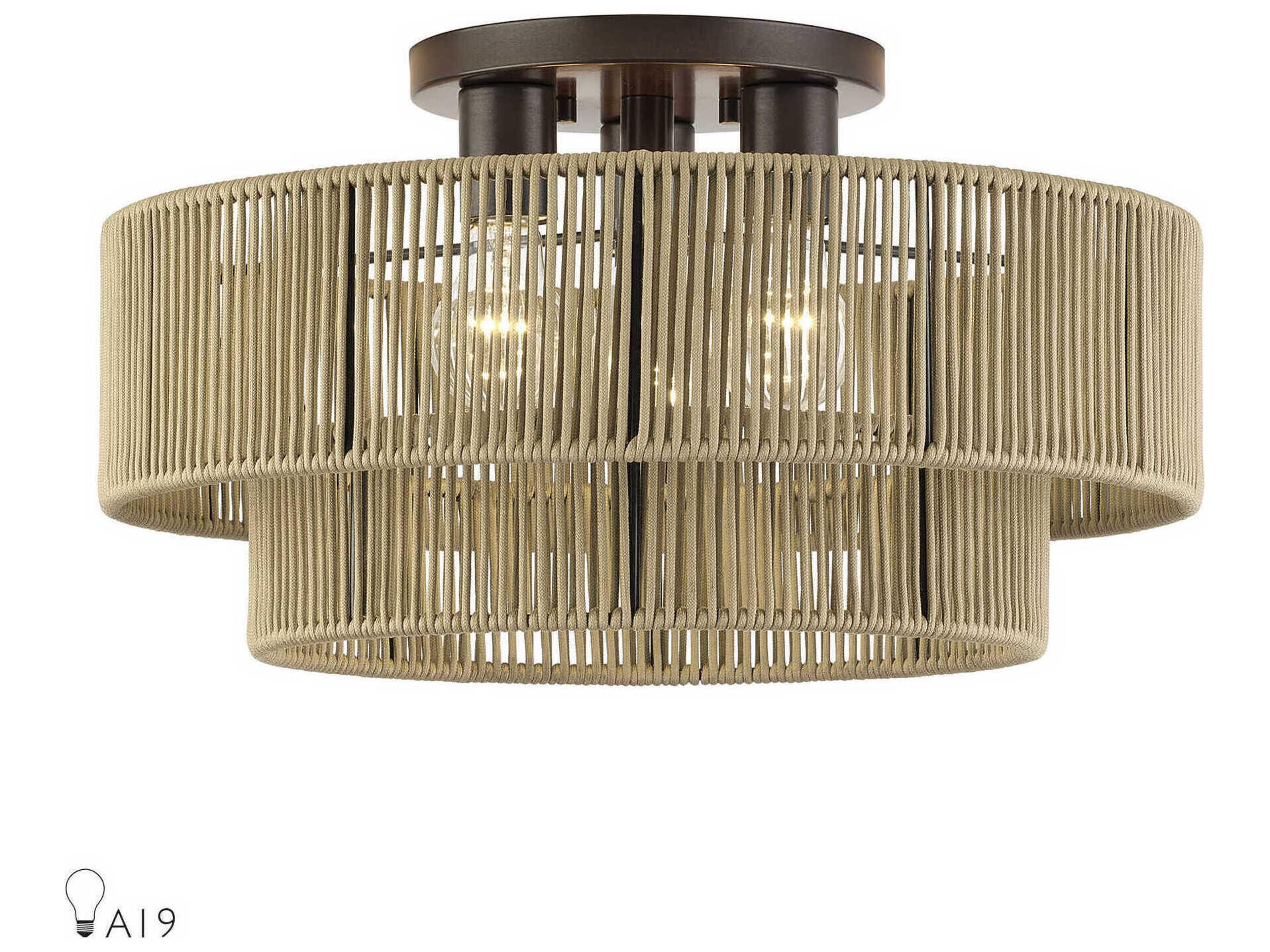 Livex Lighting Acordia 3-Light English Bronze Drum Semi Flush Mount