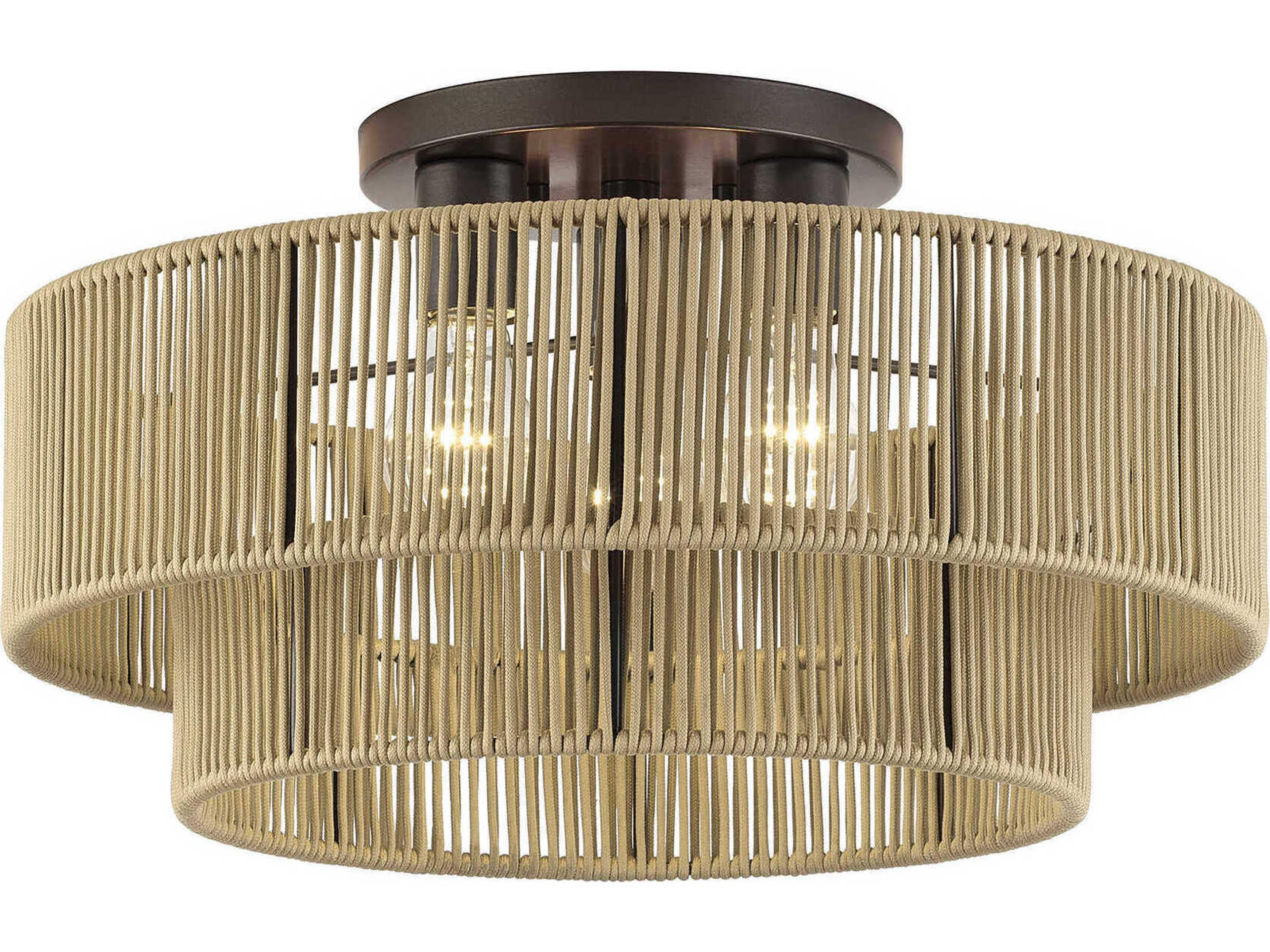 Acordia 3-Light English Bronze Drum Semi Flush Mount