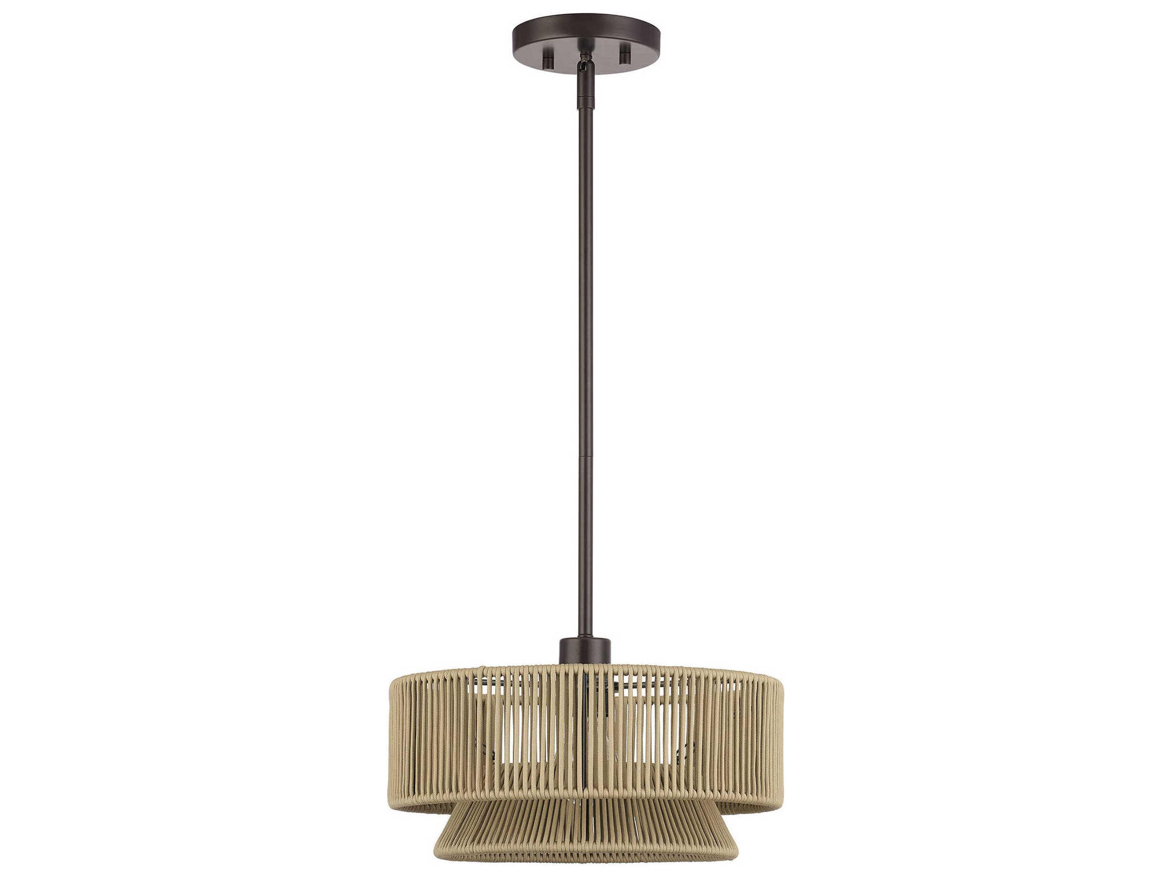Florell 1-Light English Bronze Drum Pendant