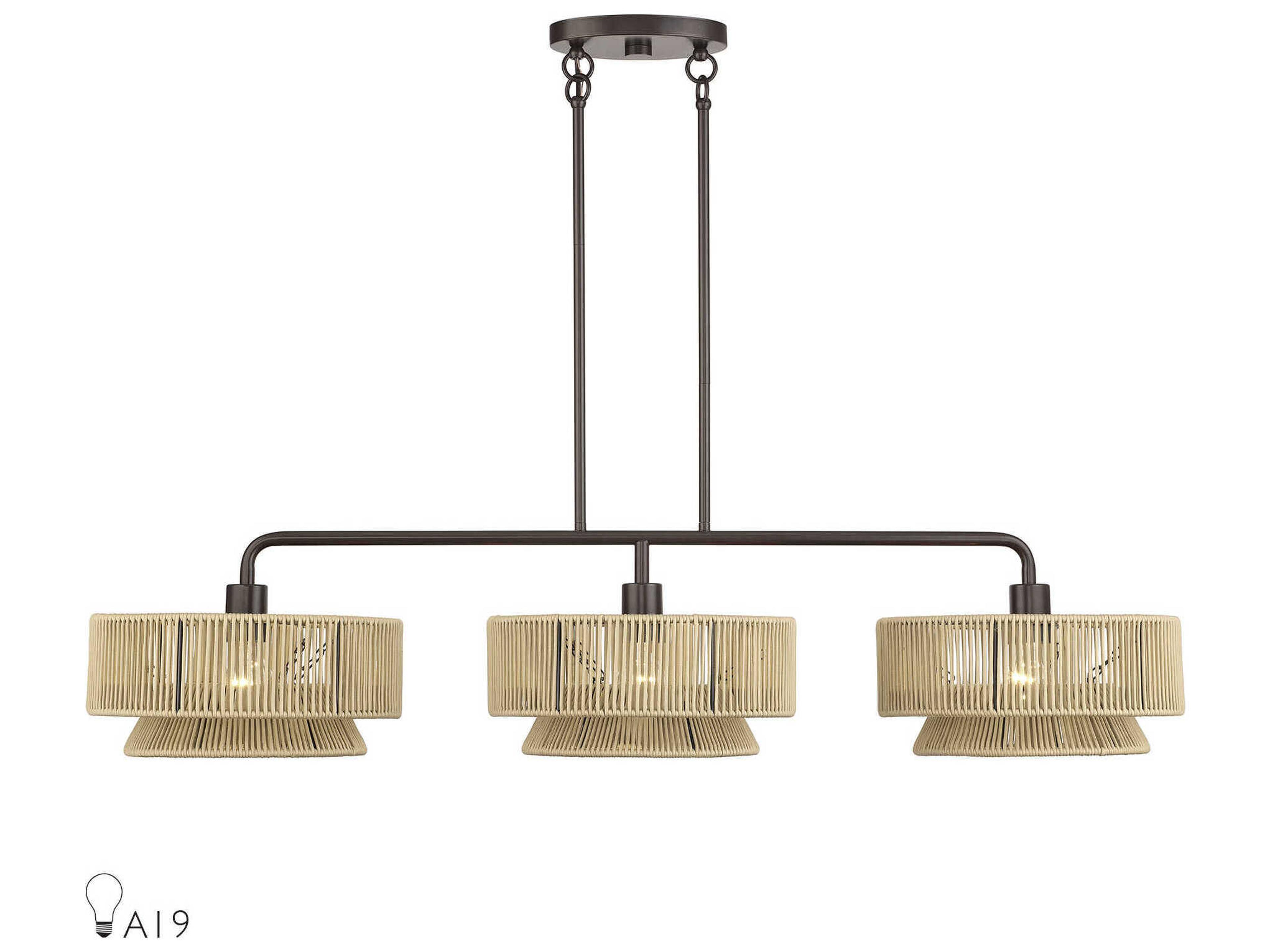 Livex Lighting Florell 3-Light English Bronze Drum Island Pendant