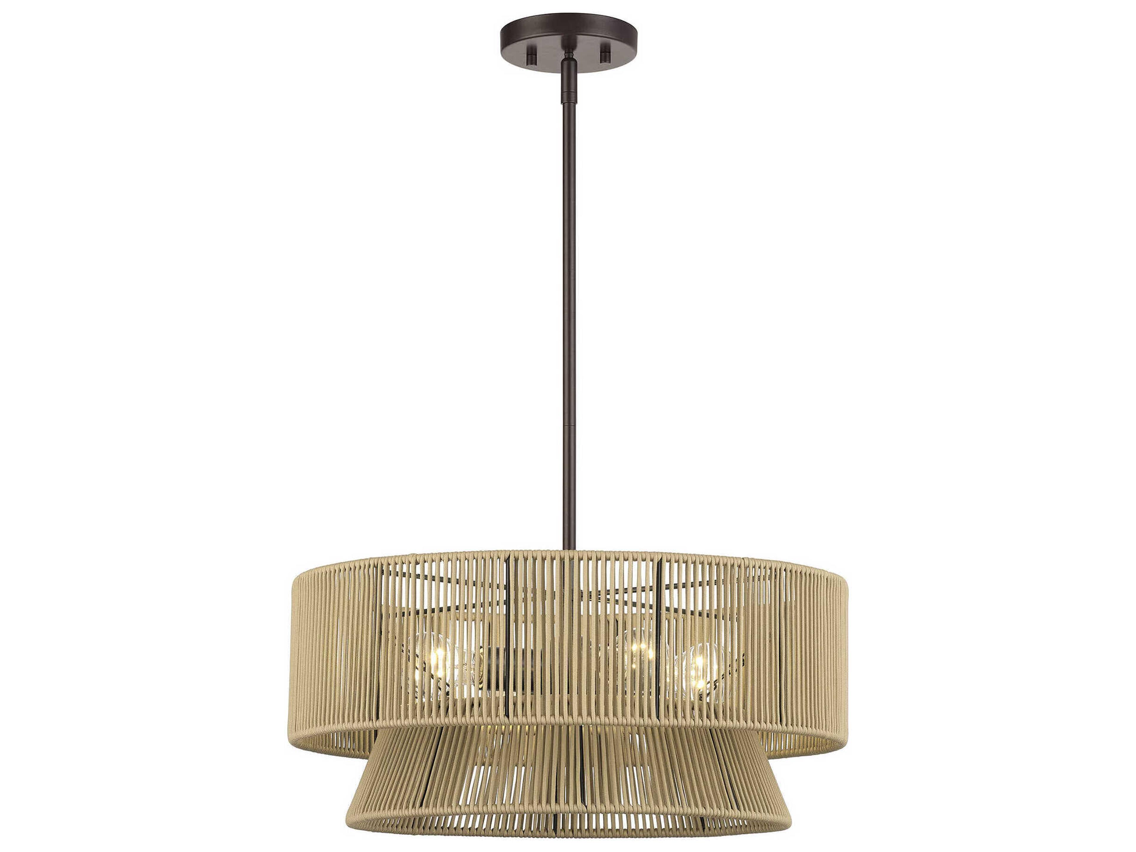 Livex Lighting Florell 4-Light English Bronze Drum Pendant