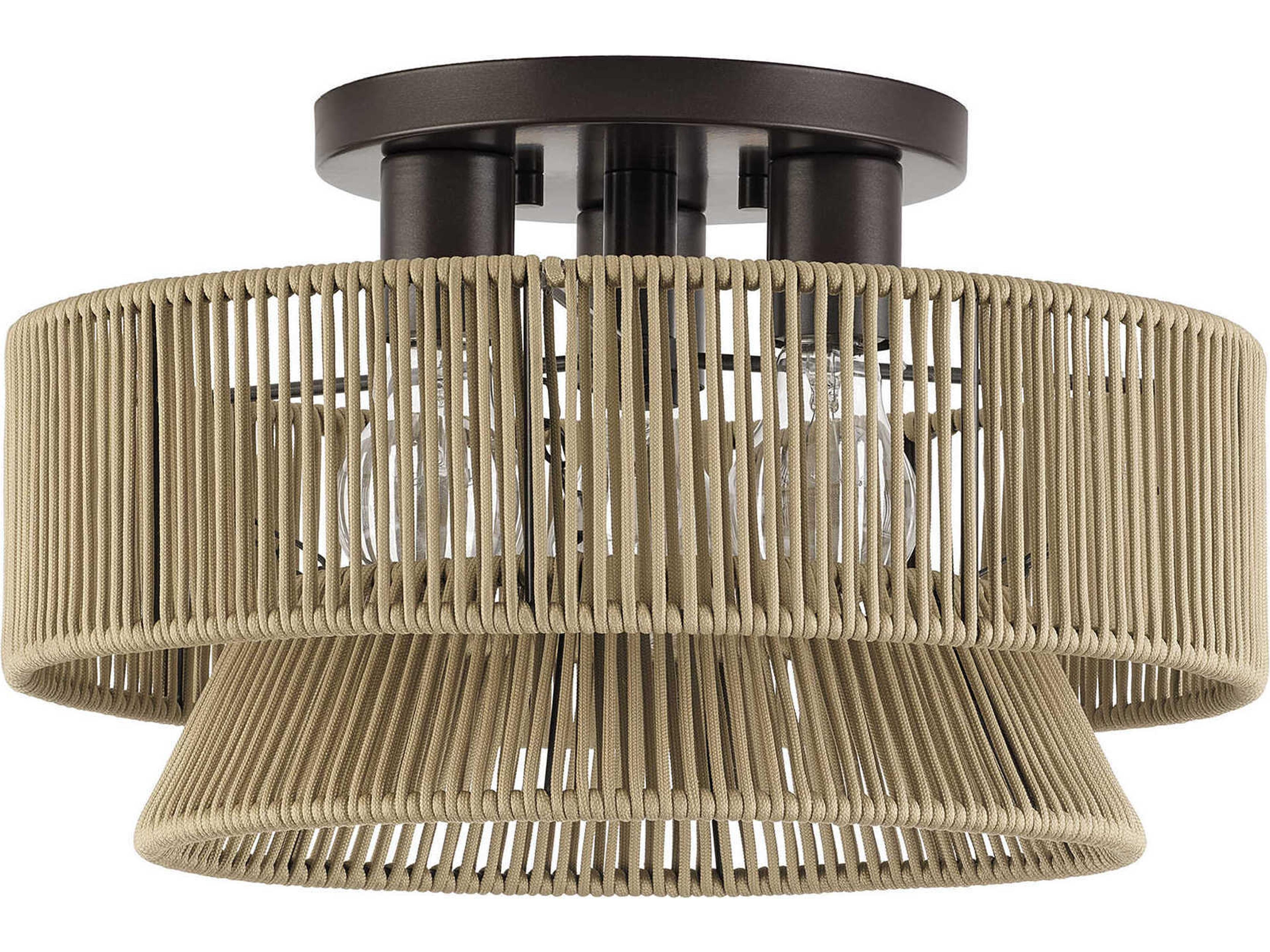 Livex Lighting Florell 3-Light English Bronze Drum Semi Flush Mount