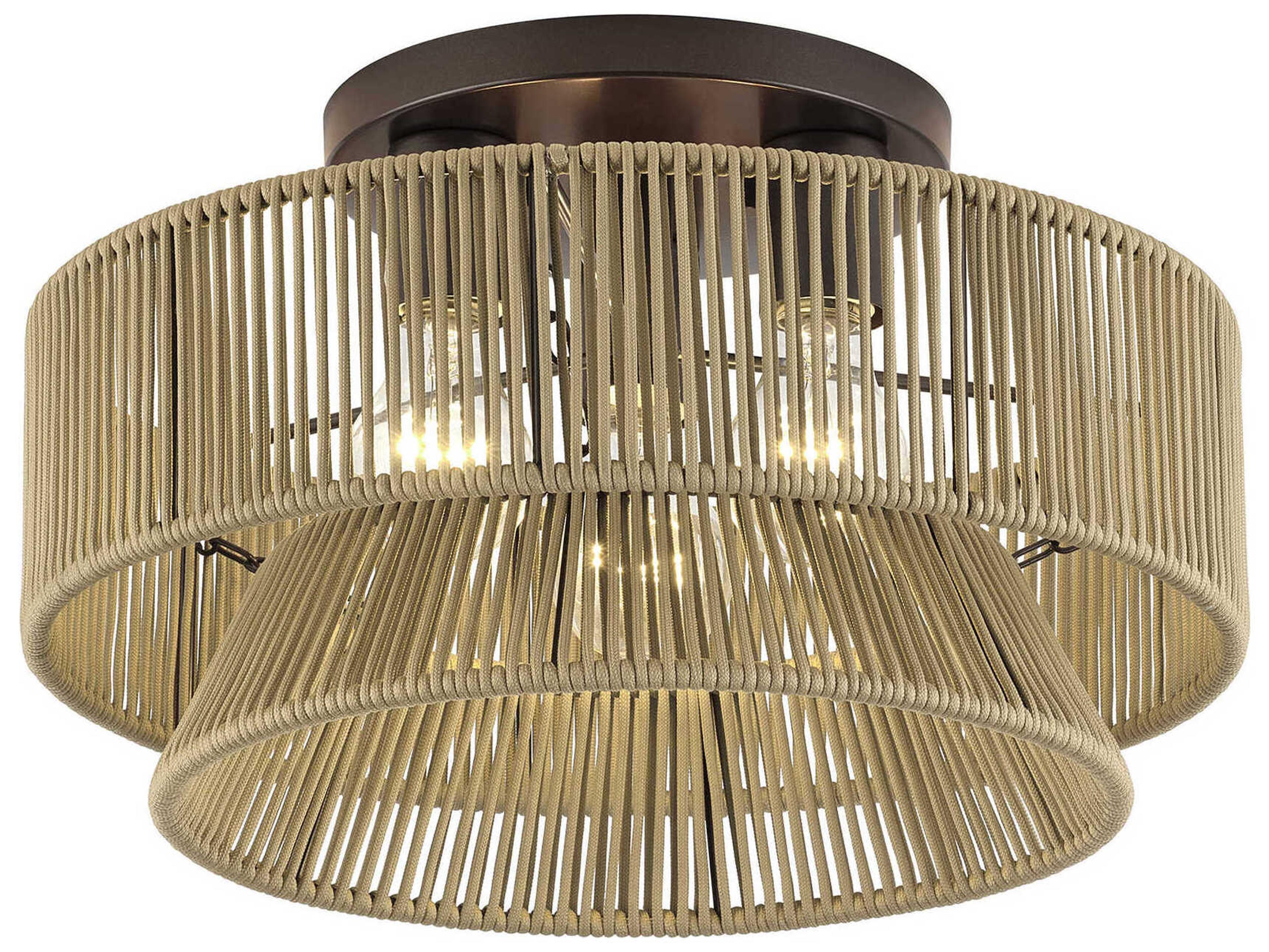 Livex Lighting Florell 3-Light English Bronze Drum Semi Flush Mount