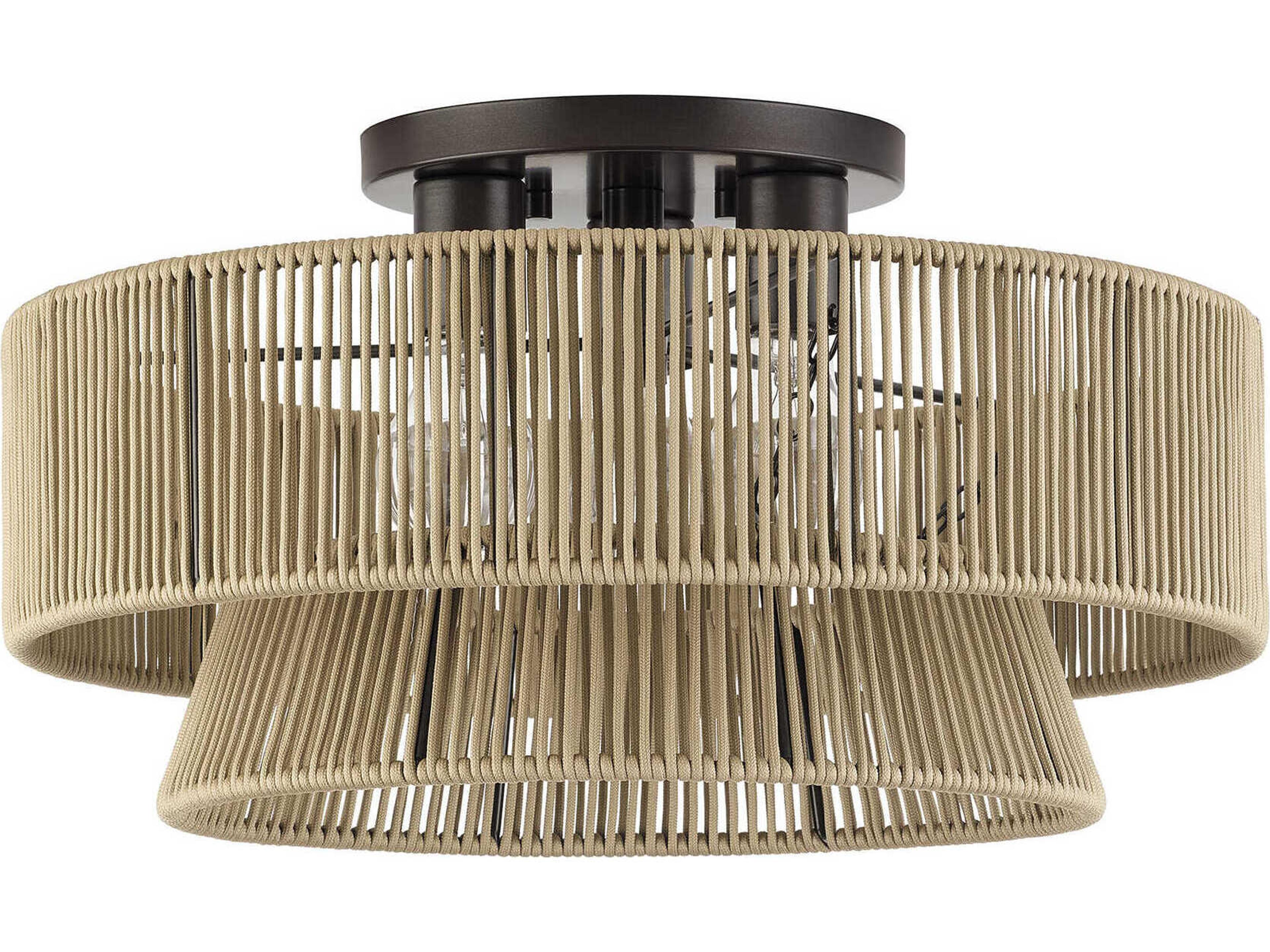 Livex Lighting Florell 3-Light English Bronze Drum Semi Flush Mount