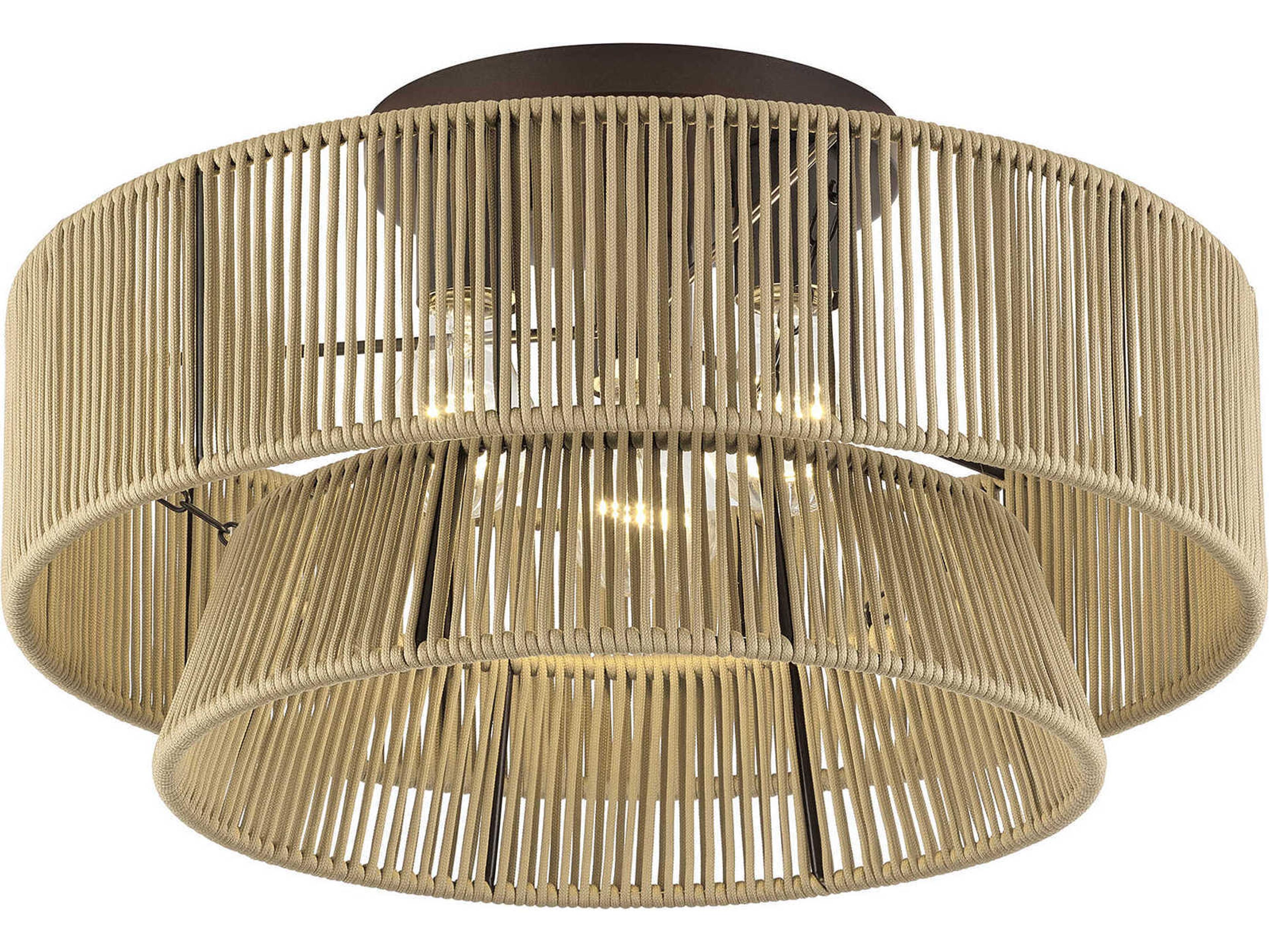 Livex Lighting Florell 3-Light English Bronze Drum Semi Flush Mount