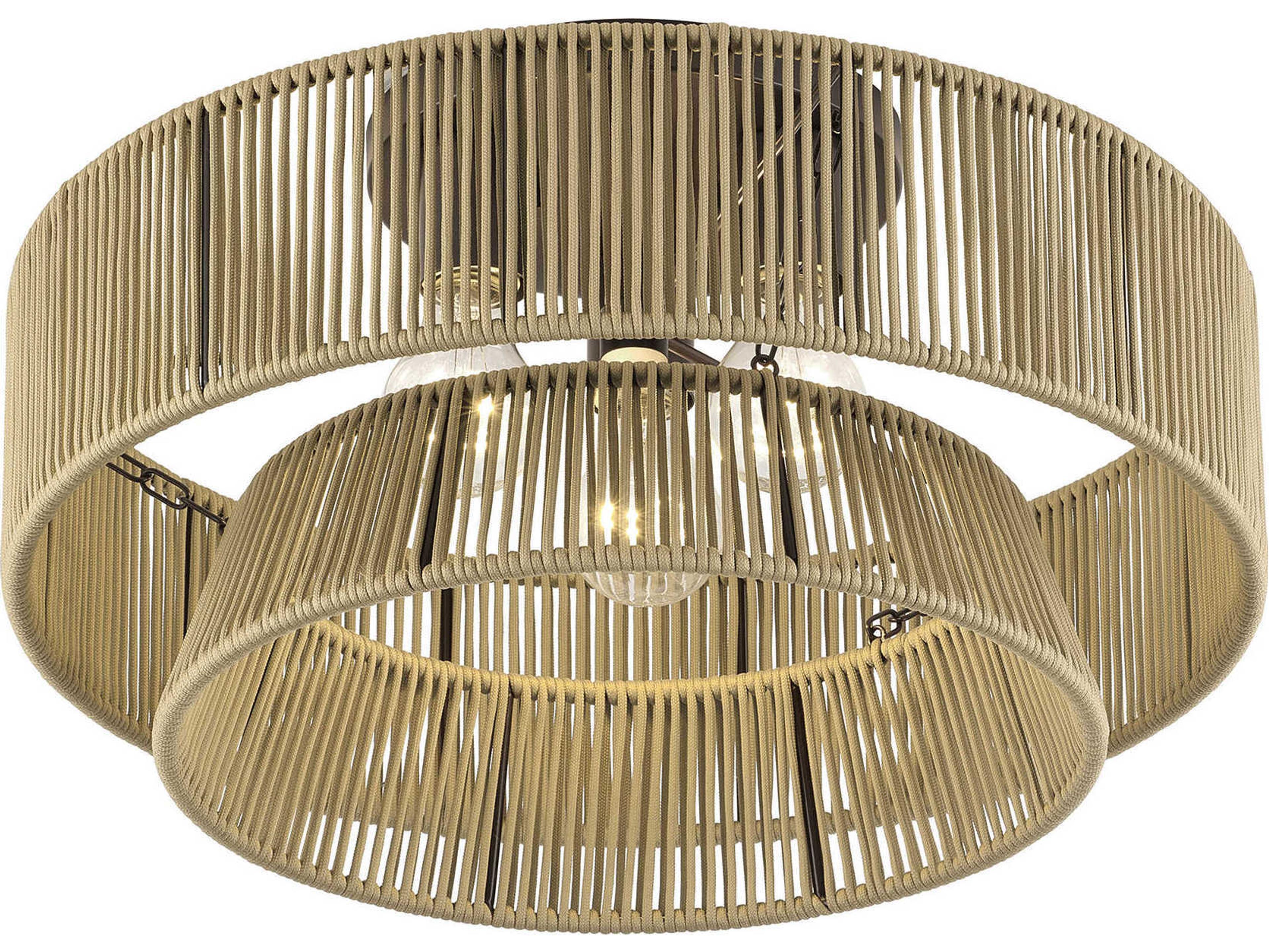 Livex Lighting Florell 3-Light English Bronze Drum Semi Flush Mount