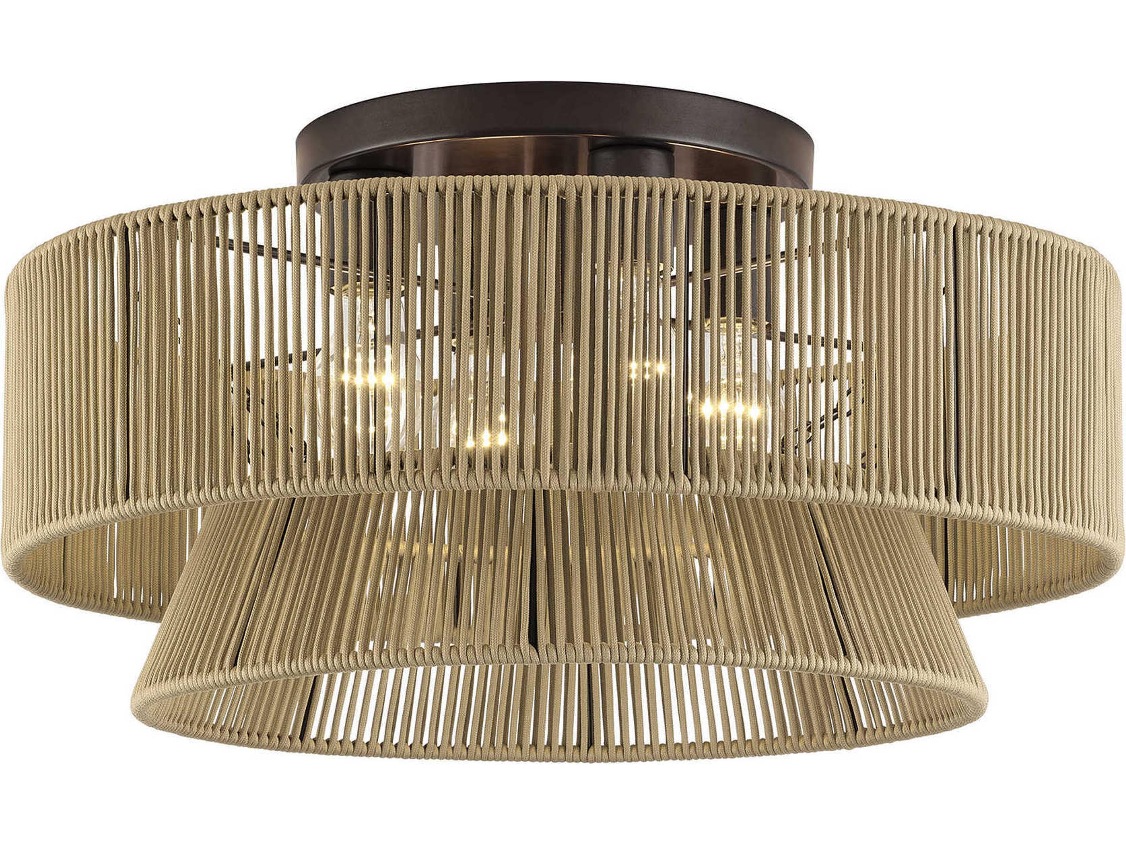 Florell 4-Light English Bronze Drum Semi Flush Mount