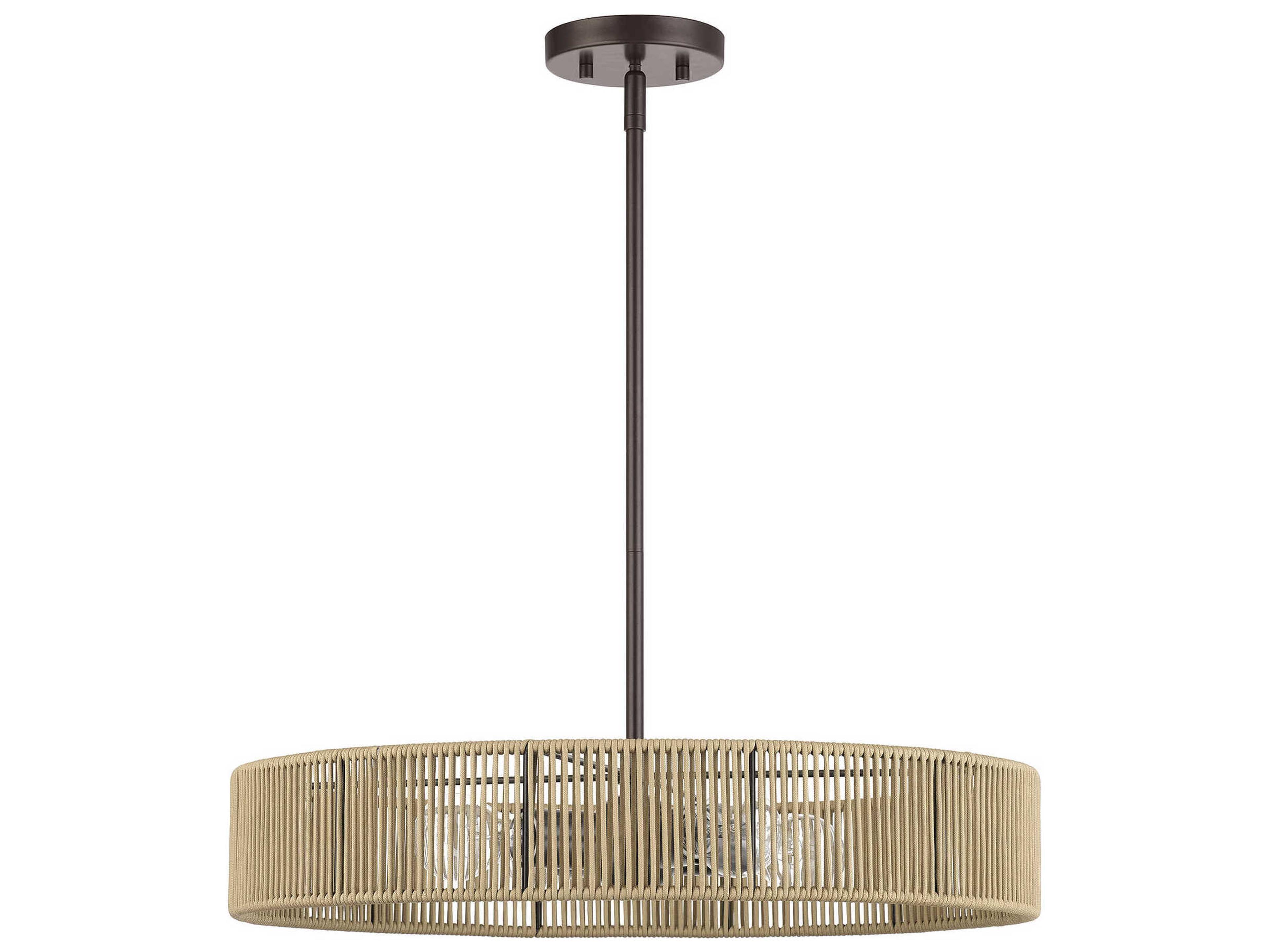 Goldiemesh 4-Light English Bronze Drum Pendant