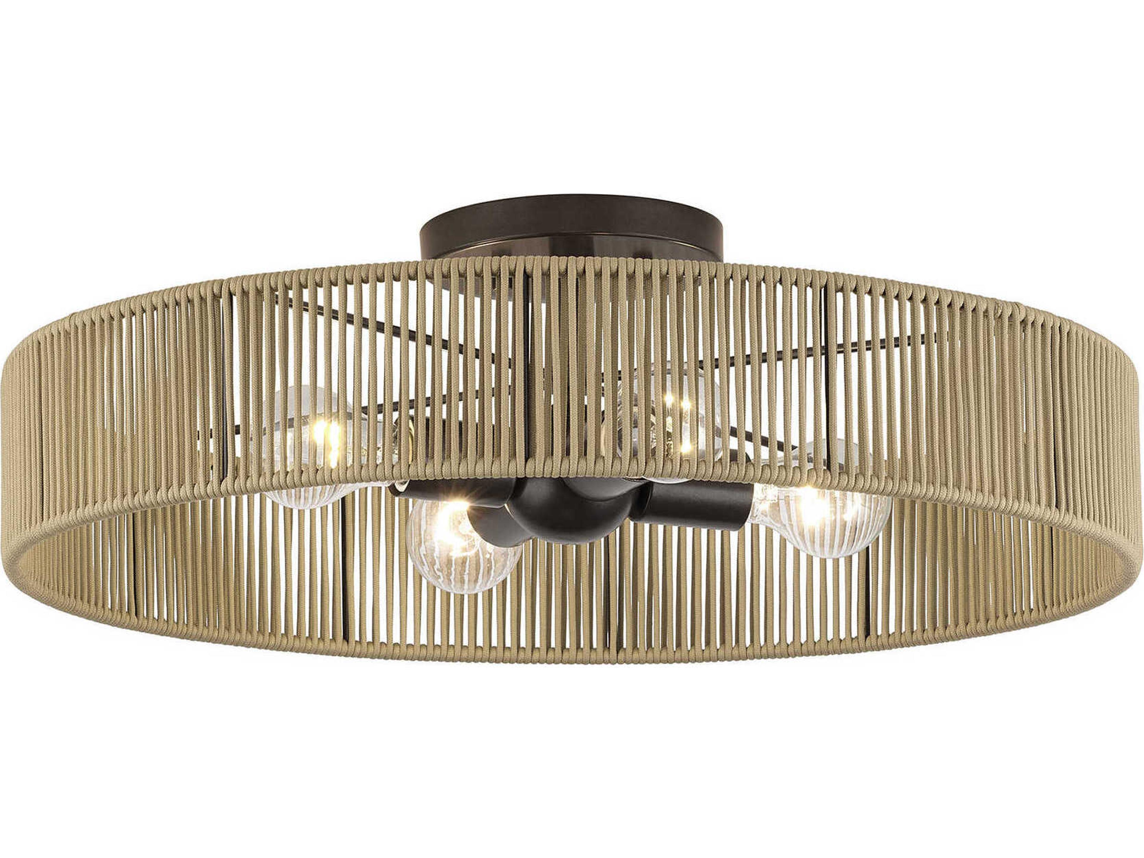 Goldiemesh 4-Light English Bronze Drum Semi Flush Mount