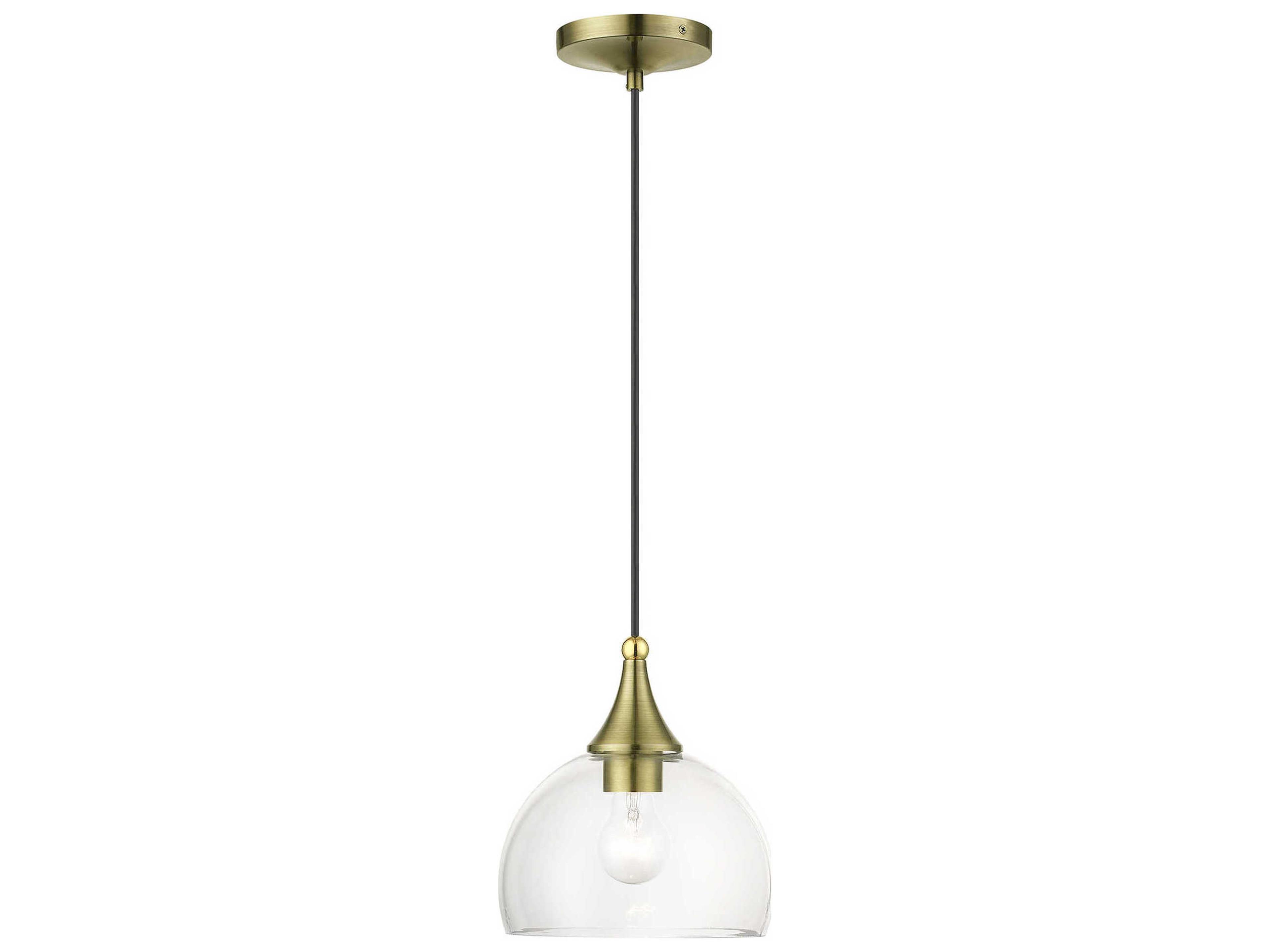 Glendon 1-Light Antique Brass Polished Glass Dome Mini Pendant