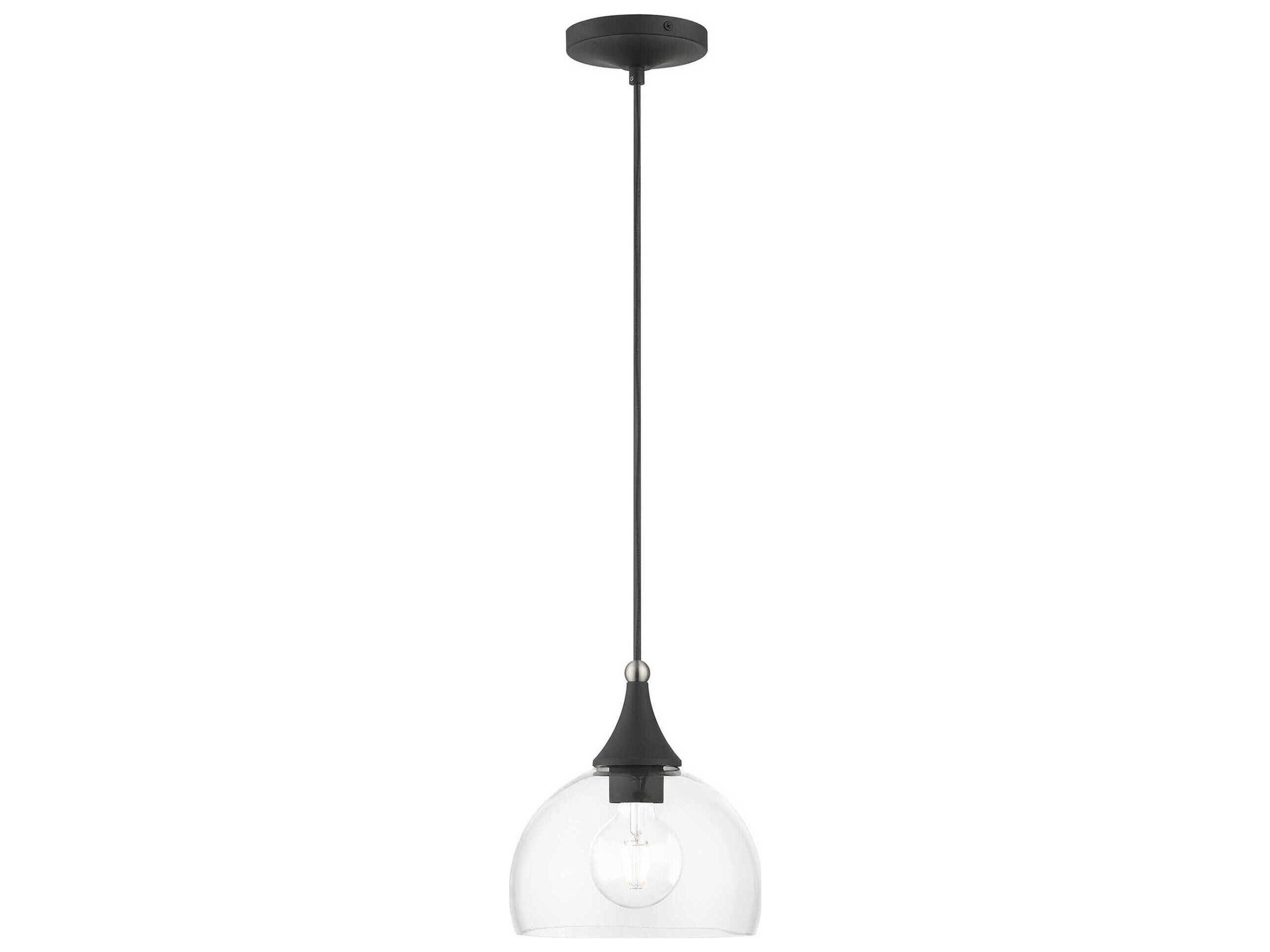 Glendon 1-Light Black Brushed Nickel Glass Dome Mini Pendant