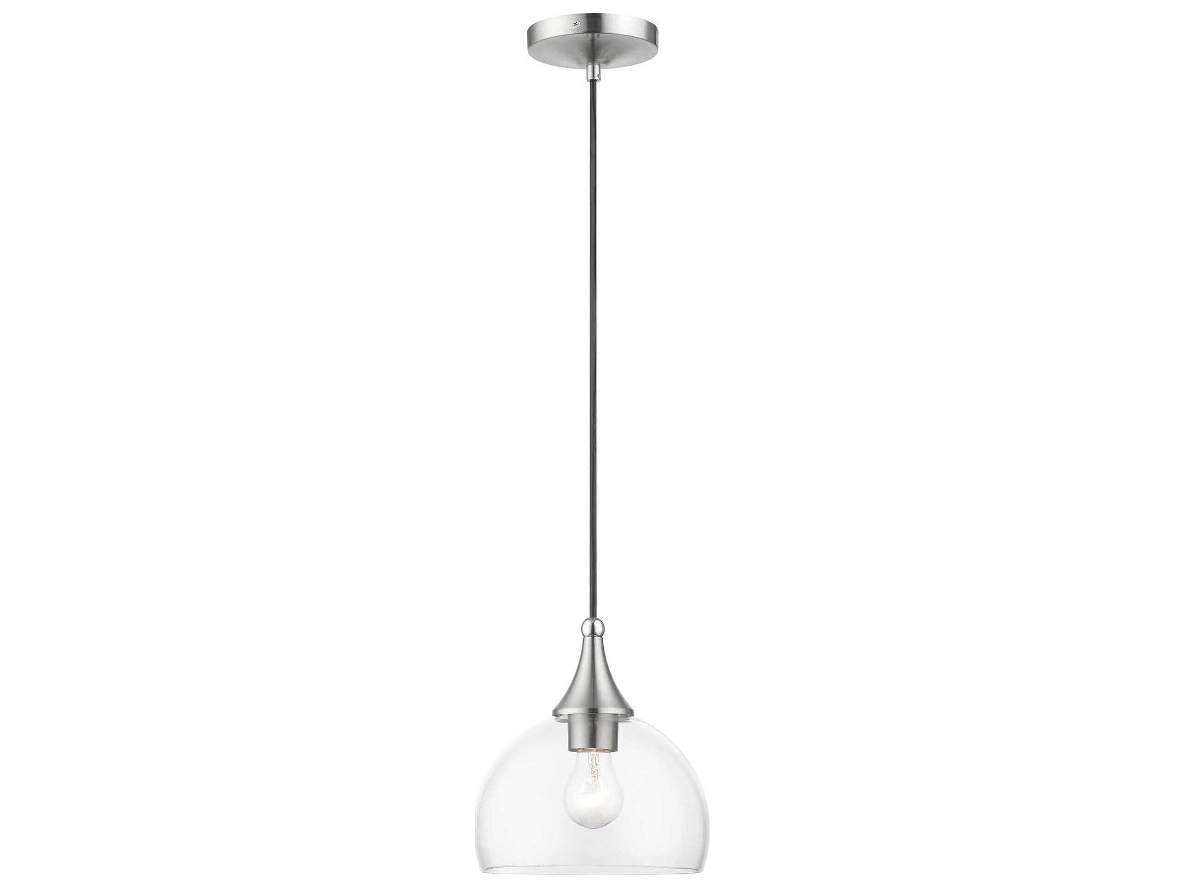 Glendon 1-Light Brushed Nickel Polished Chrome Glass Dome Mini Pendant