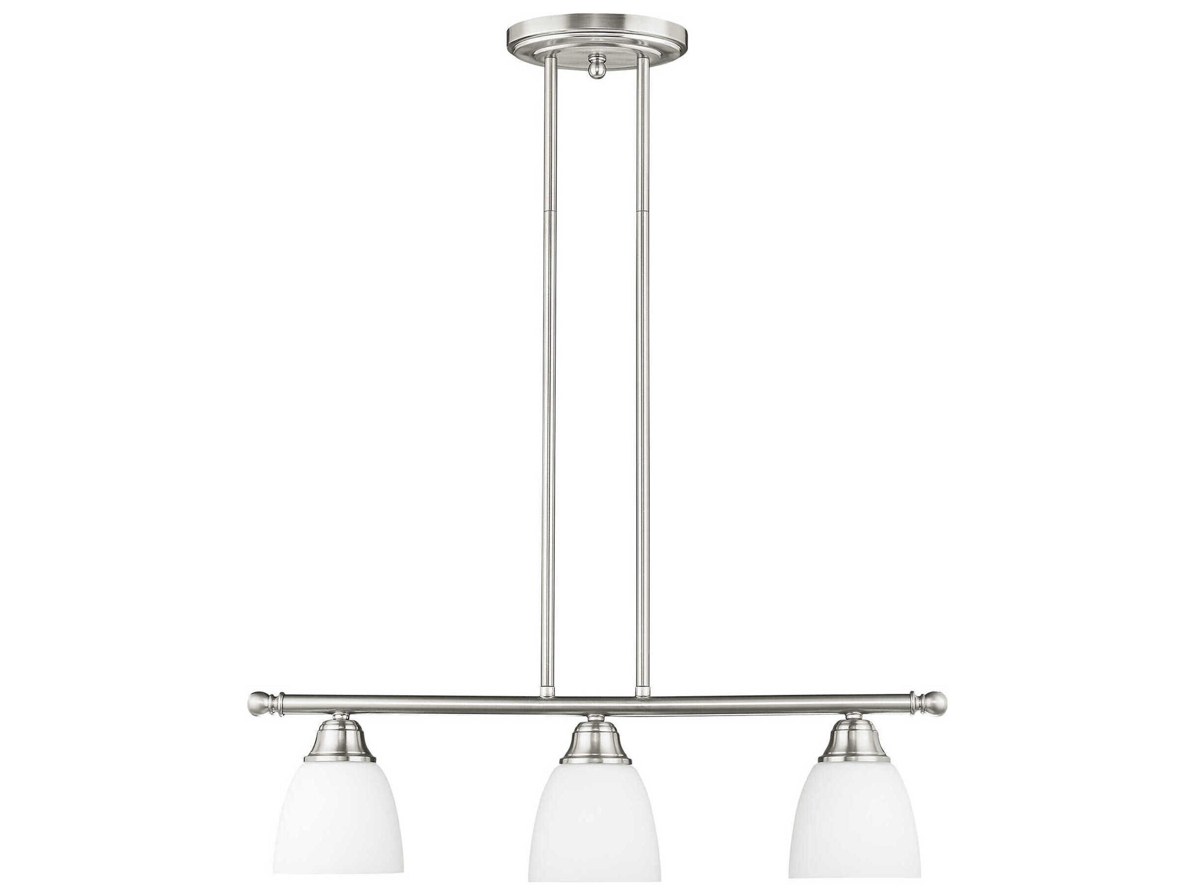 Livex Lighting Somerville 3-Light Brushed Nickel Glass Bell Island Pendant