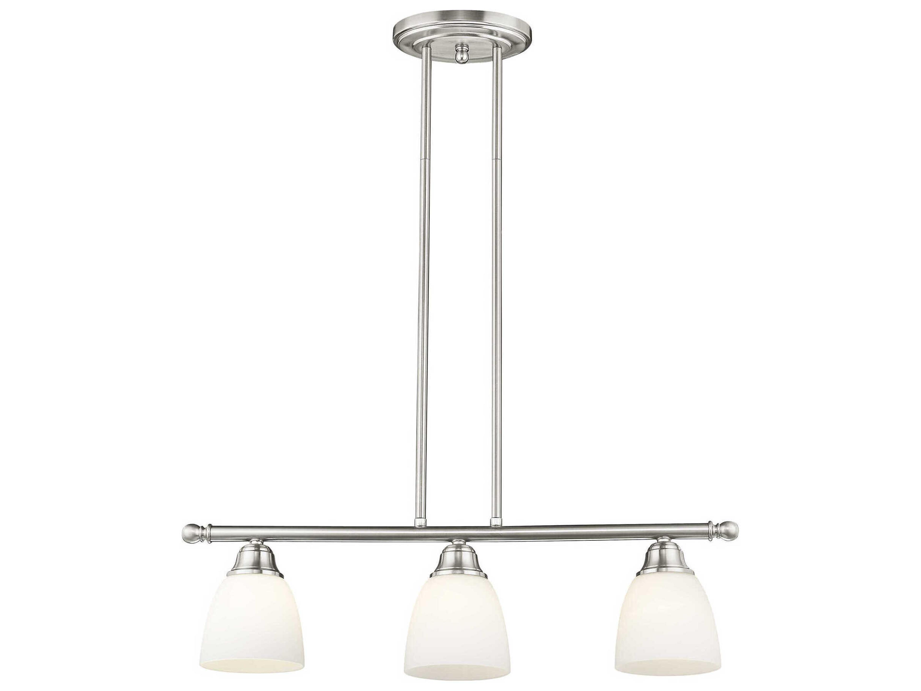 Livex Lighting Somerville 3-Light Brushed Nickel Glass Bell Island Pendant