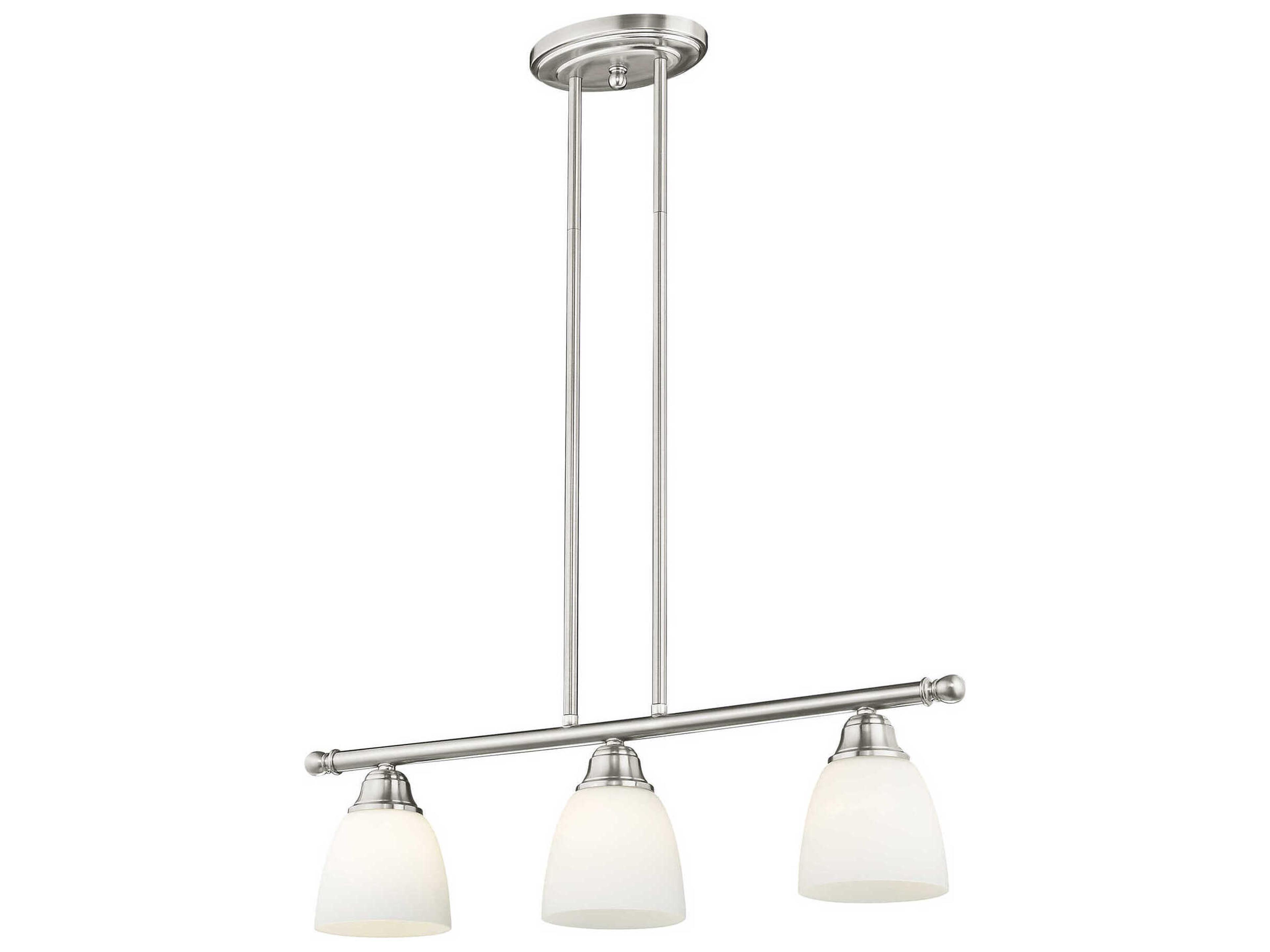 Livex Lighting Somerville 3-Light Brushed Nickel Glass Bell Island Pendant