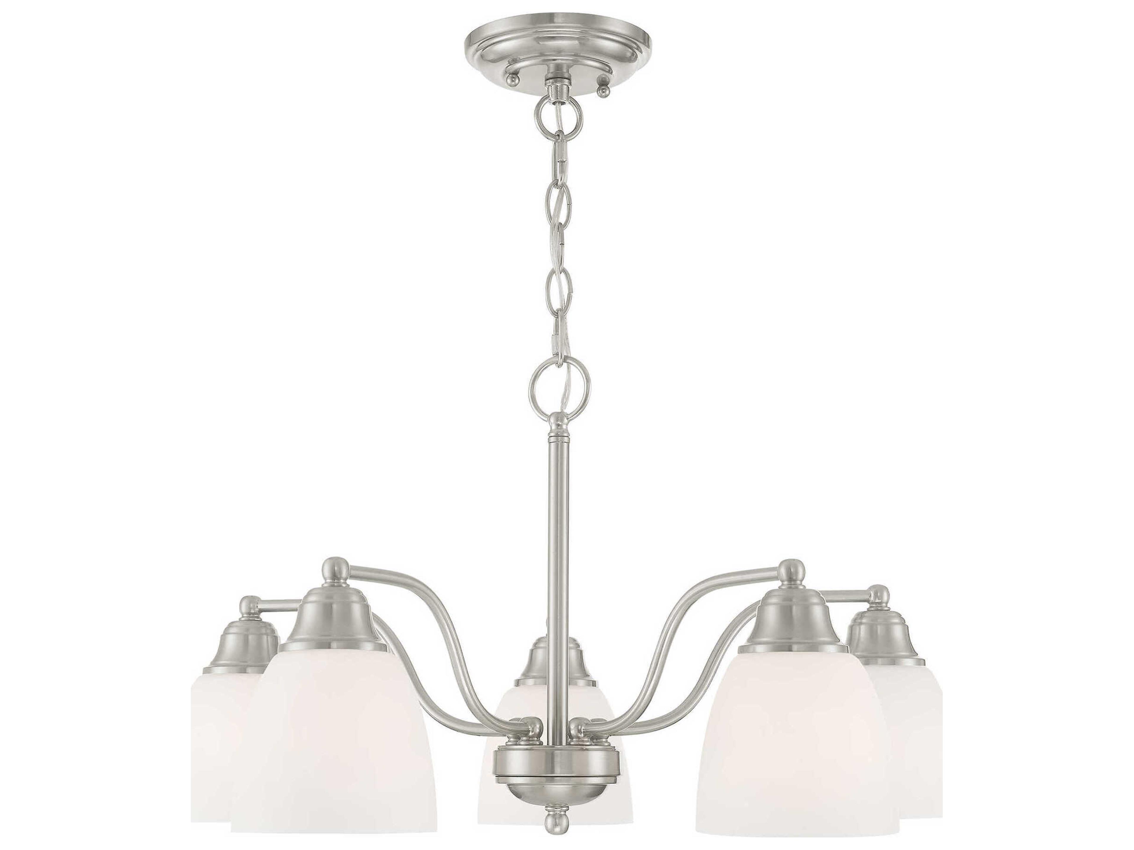 Livex Lighting Somerville 5-Light Brushed Nickel Glass Bell Chandelier