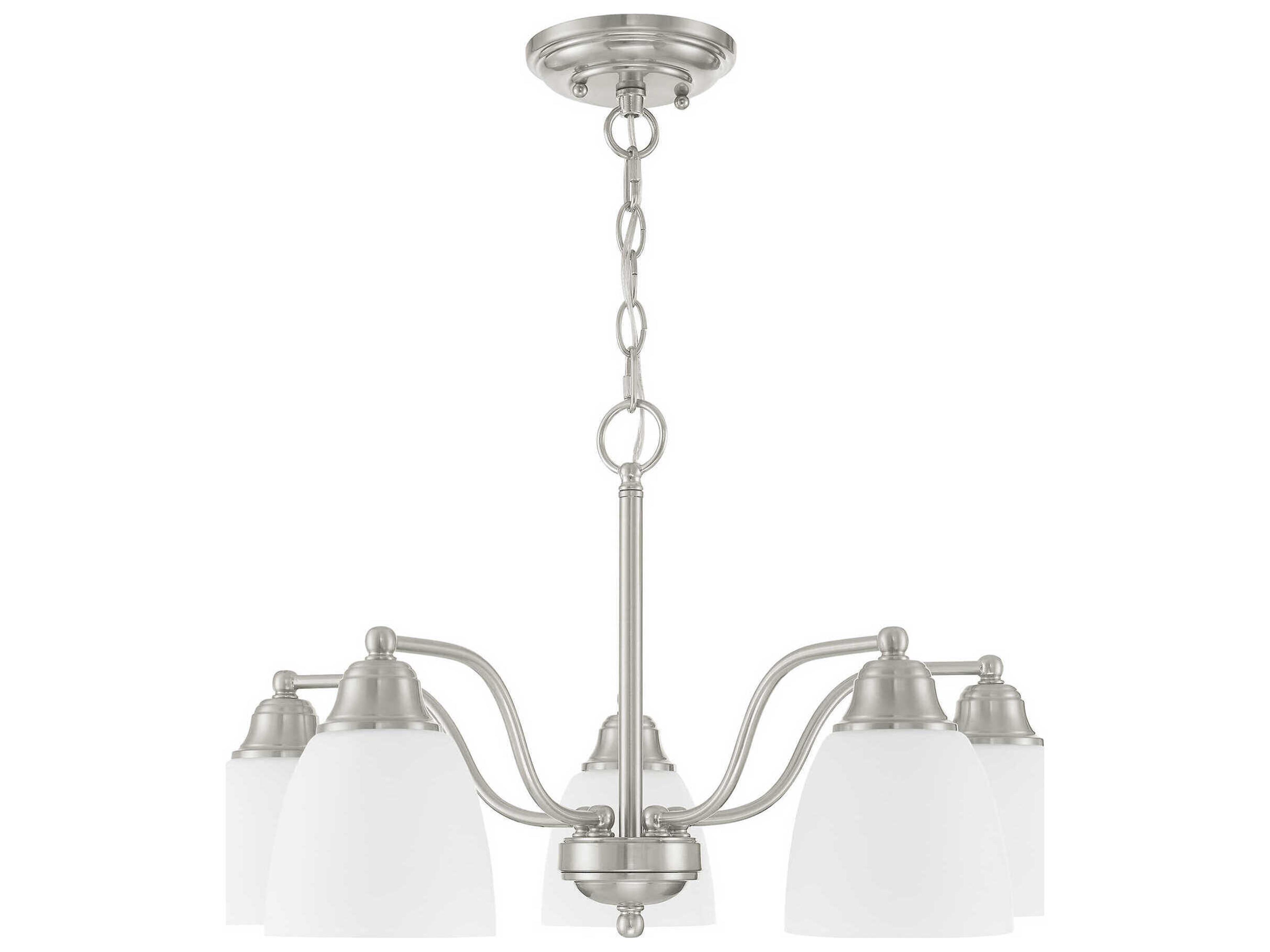 Livex Lighting Somerville 5-Light Brushed Nickel Glass Bell Chandelier