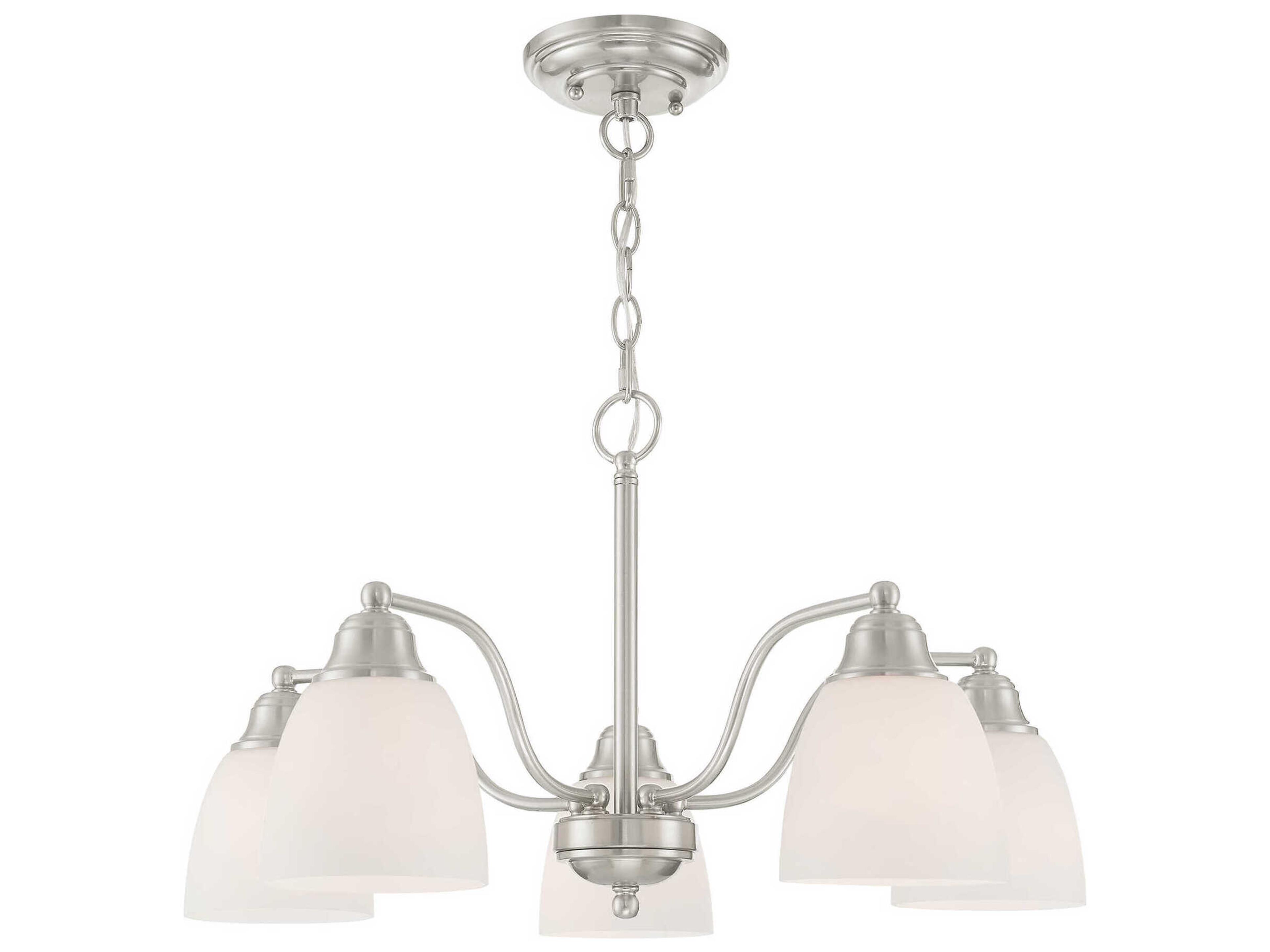 Livex Lighting Somerville 5-Light Brushed Nickel Glass Bell Chandelier