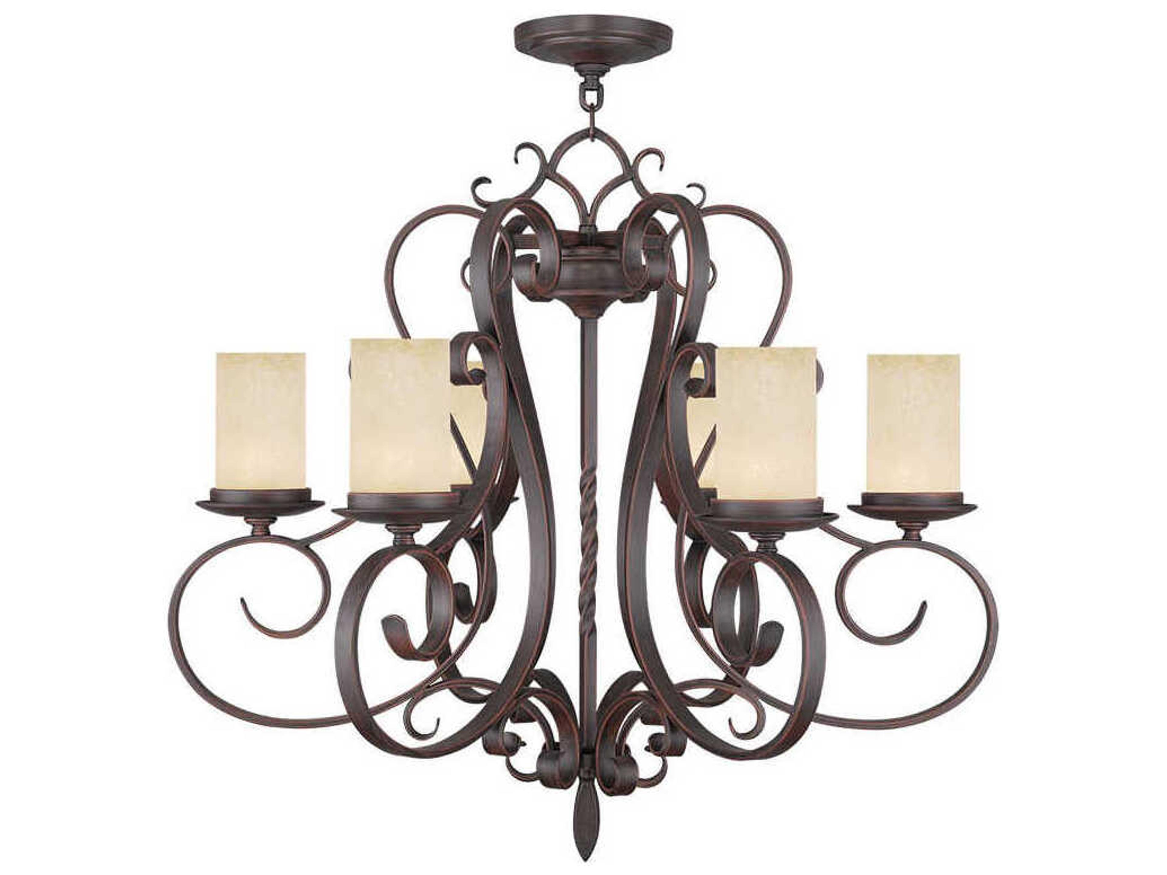 Millburn Manor 6-Light Imperial Bronze Glass Cylinder Chandelier