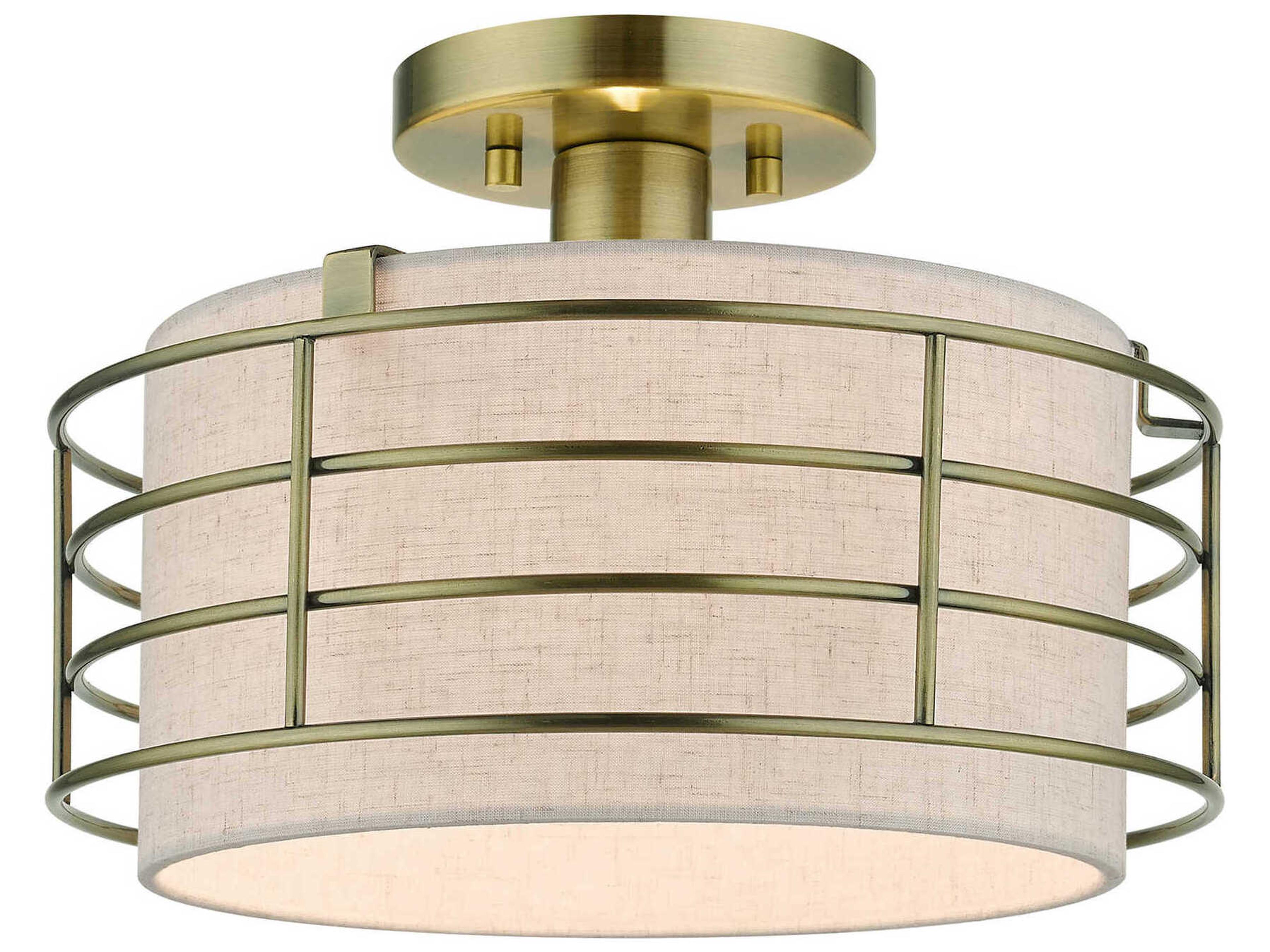 Blanchard 1-Light Antique Brass Drum Semi Flush Mount