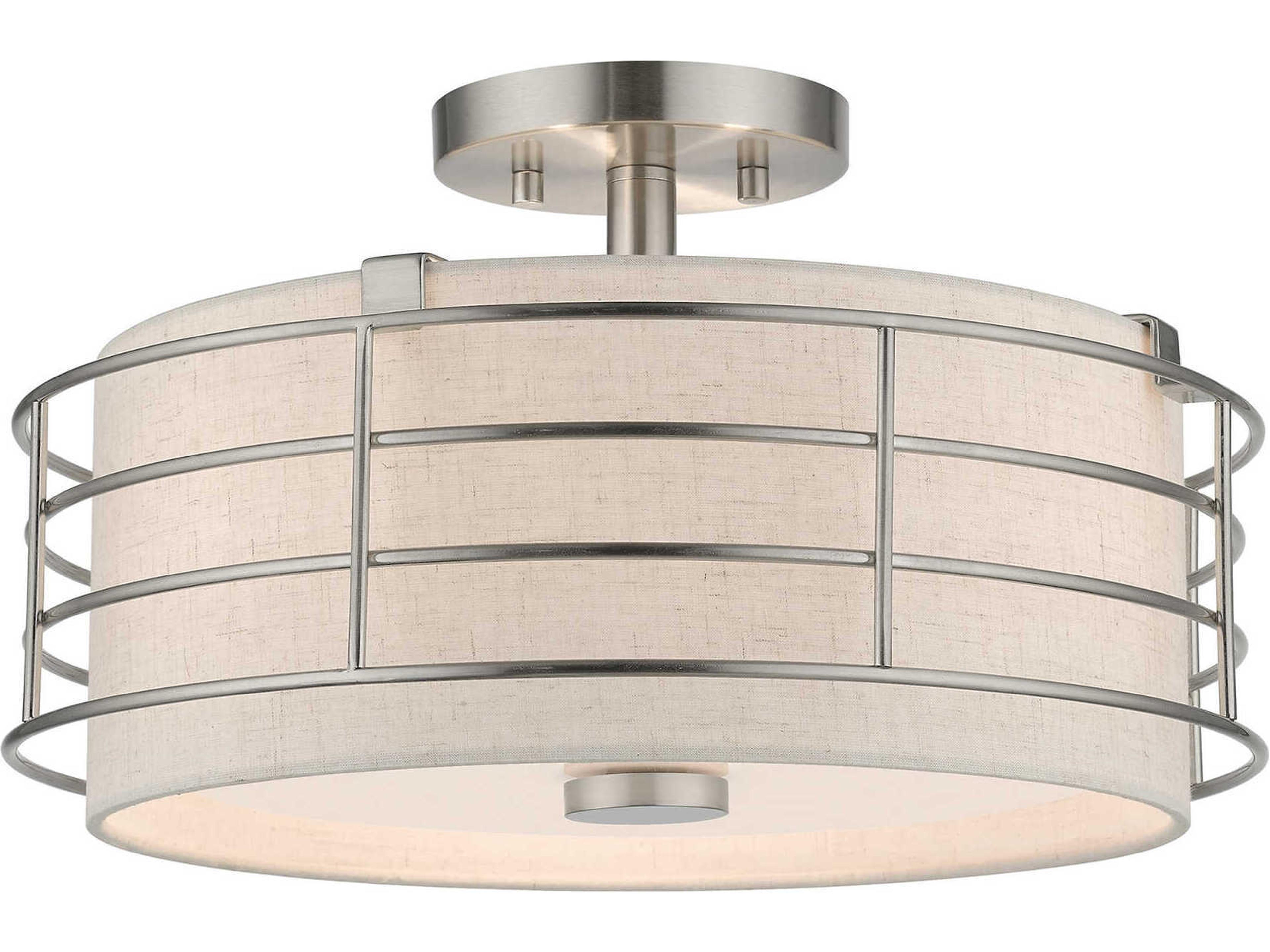 Blanchard 3-Light Brushed Nickel Drum Semi Flush Mount