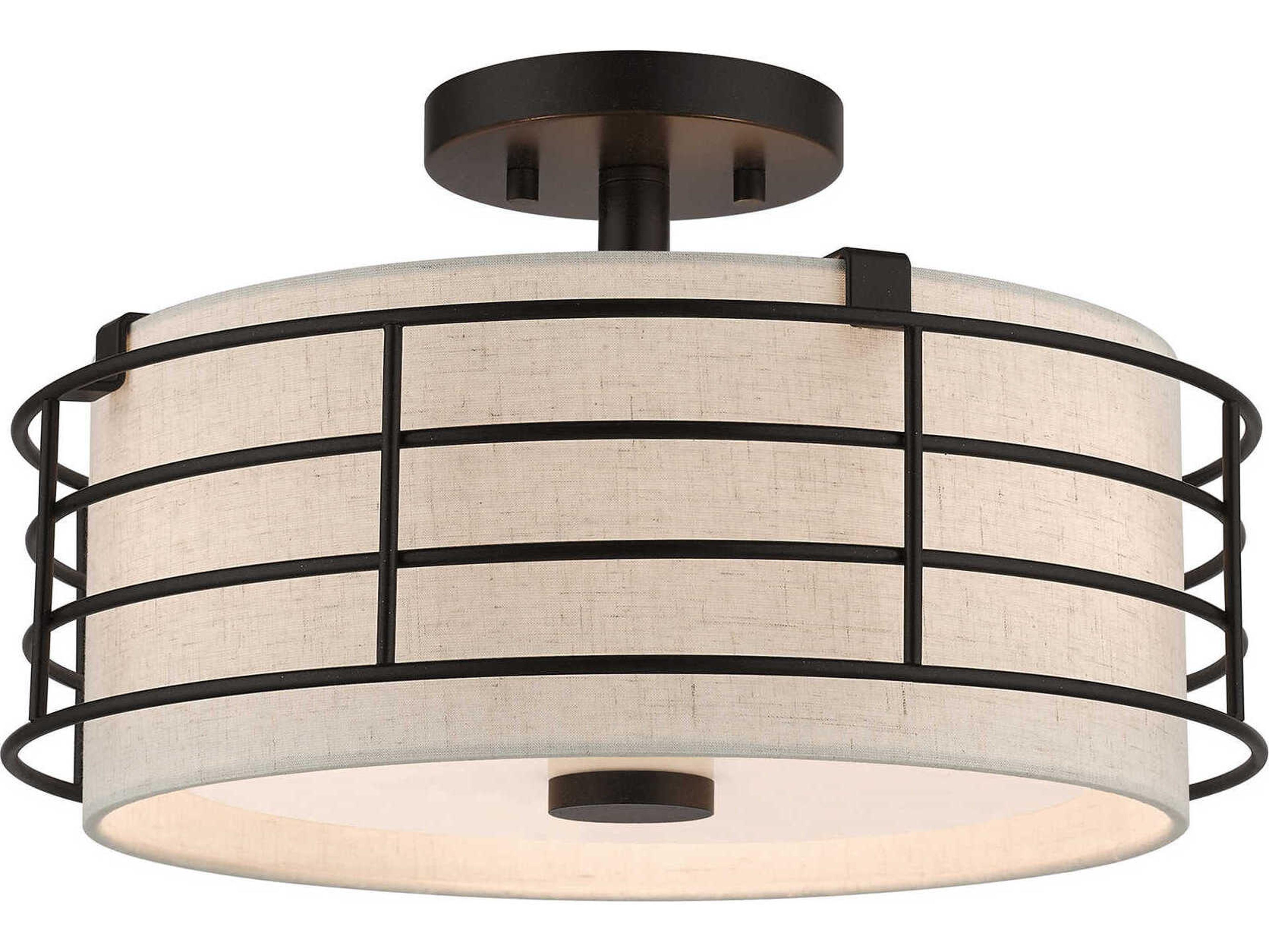 Blanchard 3-Light English Bronze Drum Semi Flush Mount