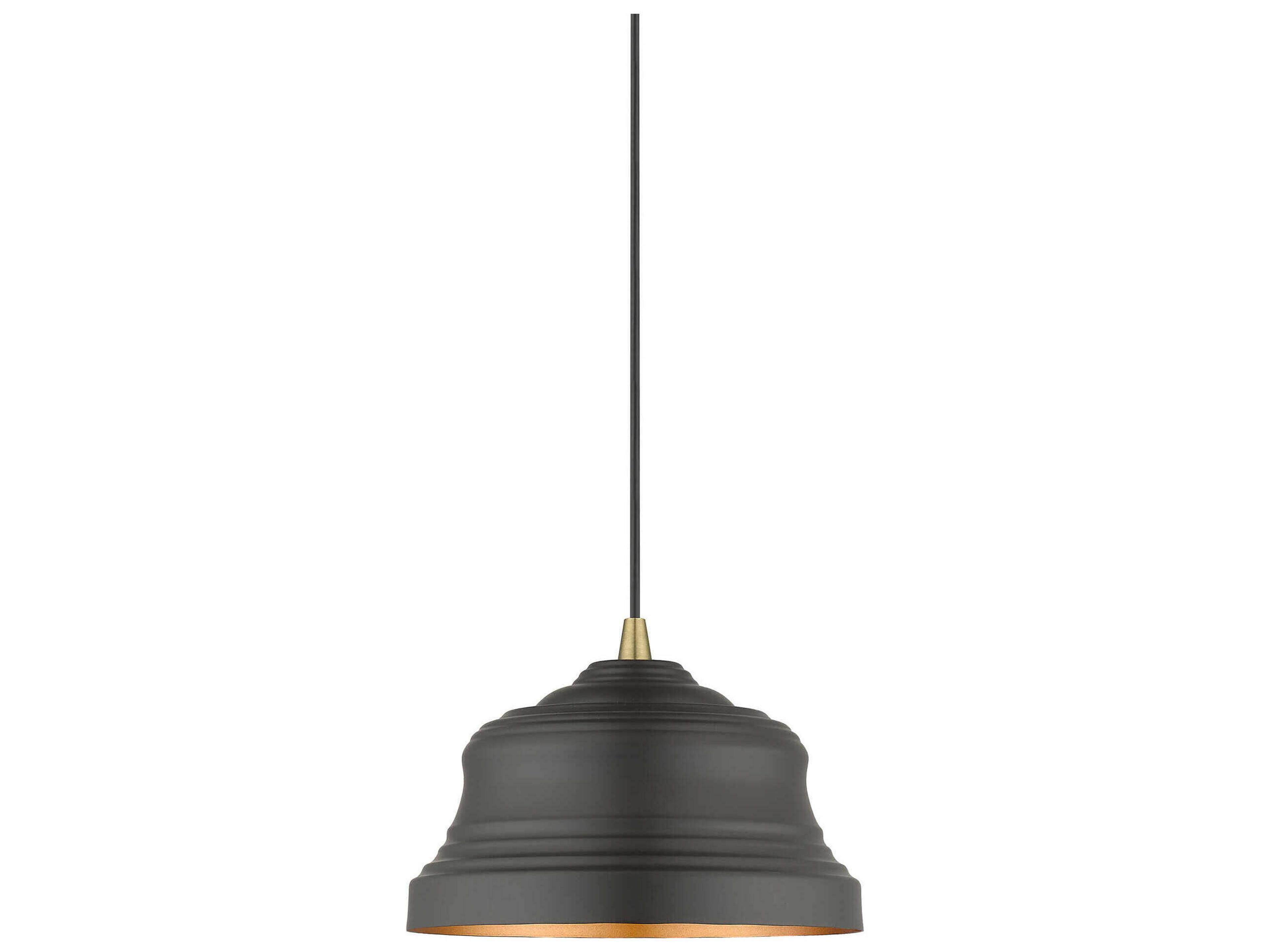 Livex Lighting Endicott 1-Light Bronze Antique Brass Black Bell Mini Pendant