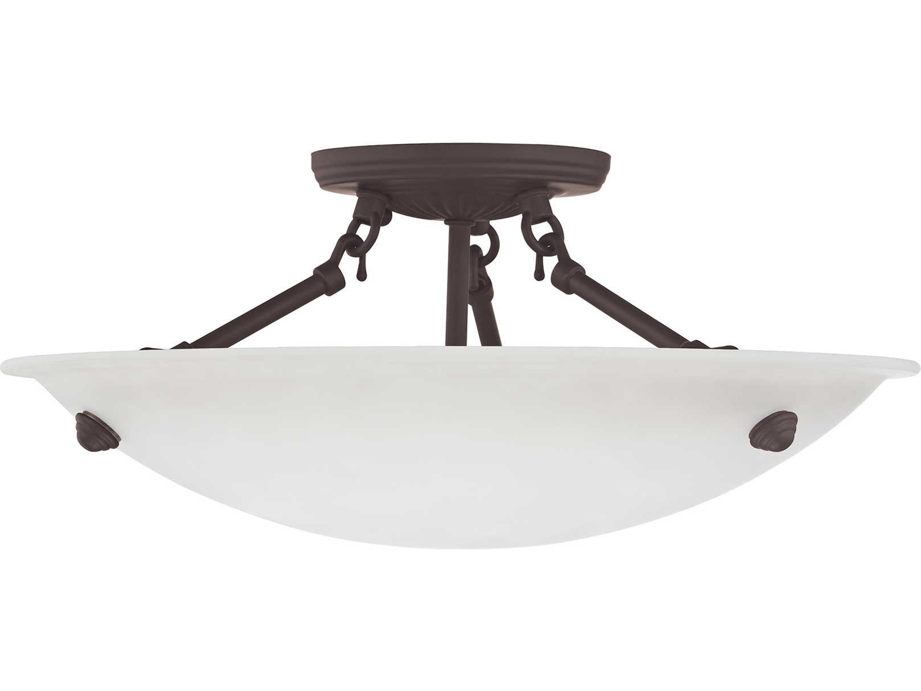 Livex Lighting Oasis 3-Light Bronze Copper Glass Bowl Semi Flush Mount