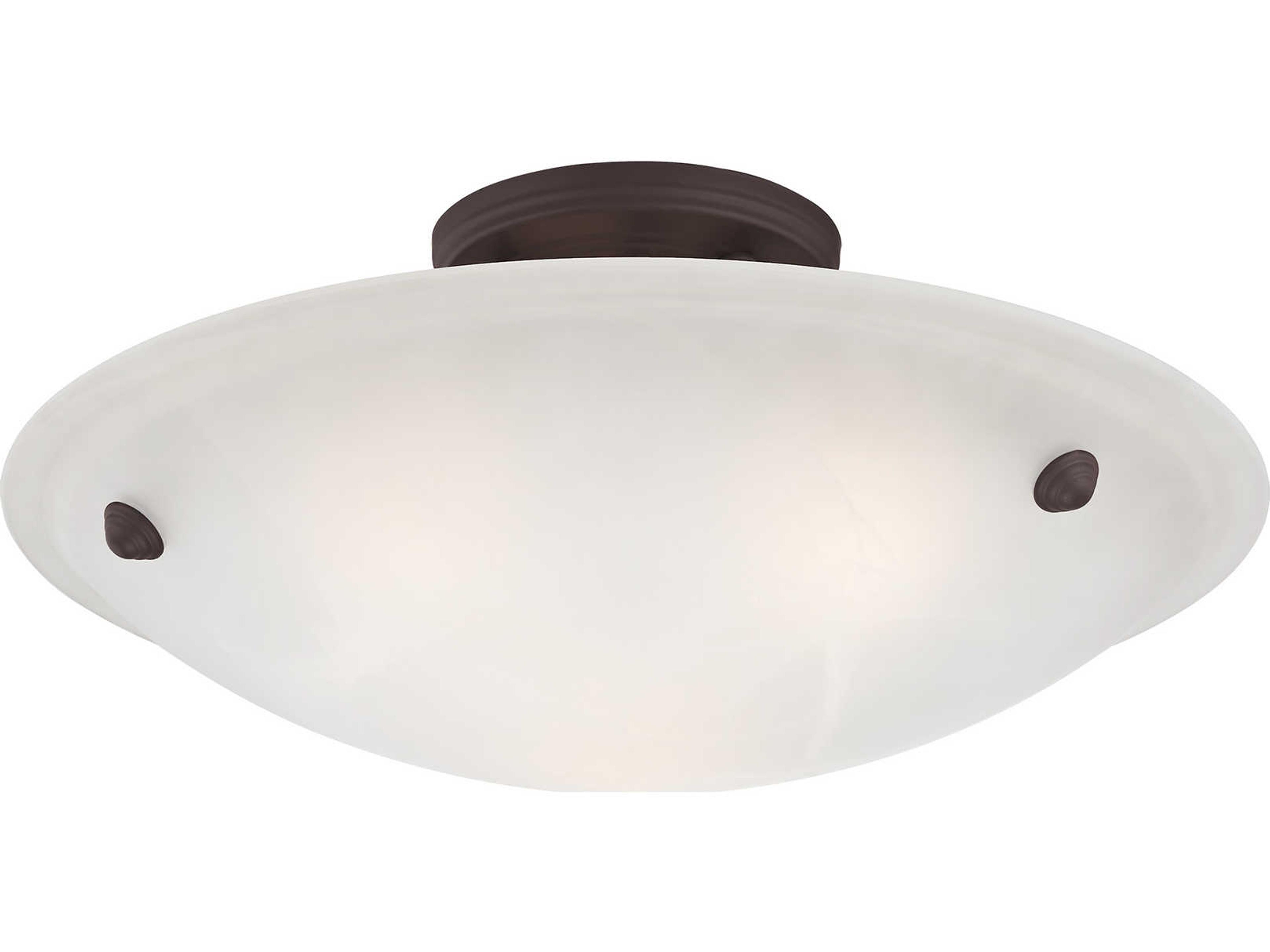 Livex Lighting Oasis 3-Light Bronze Copper Glass Bowl Semi Flush Mount