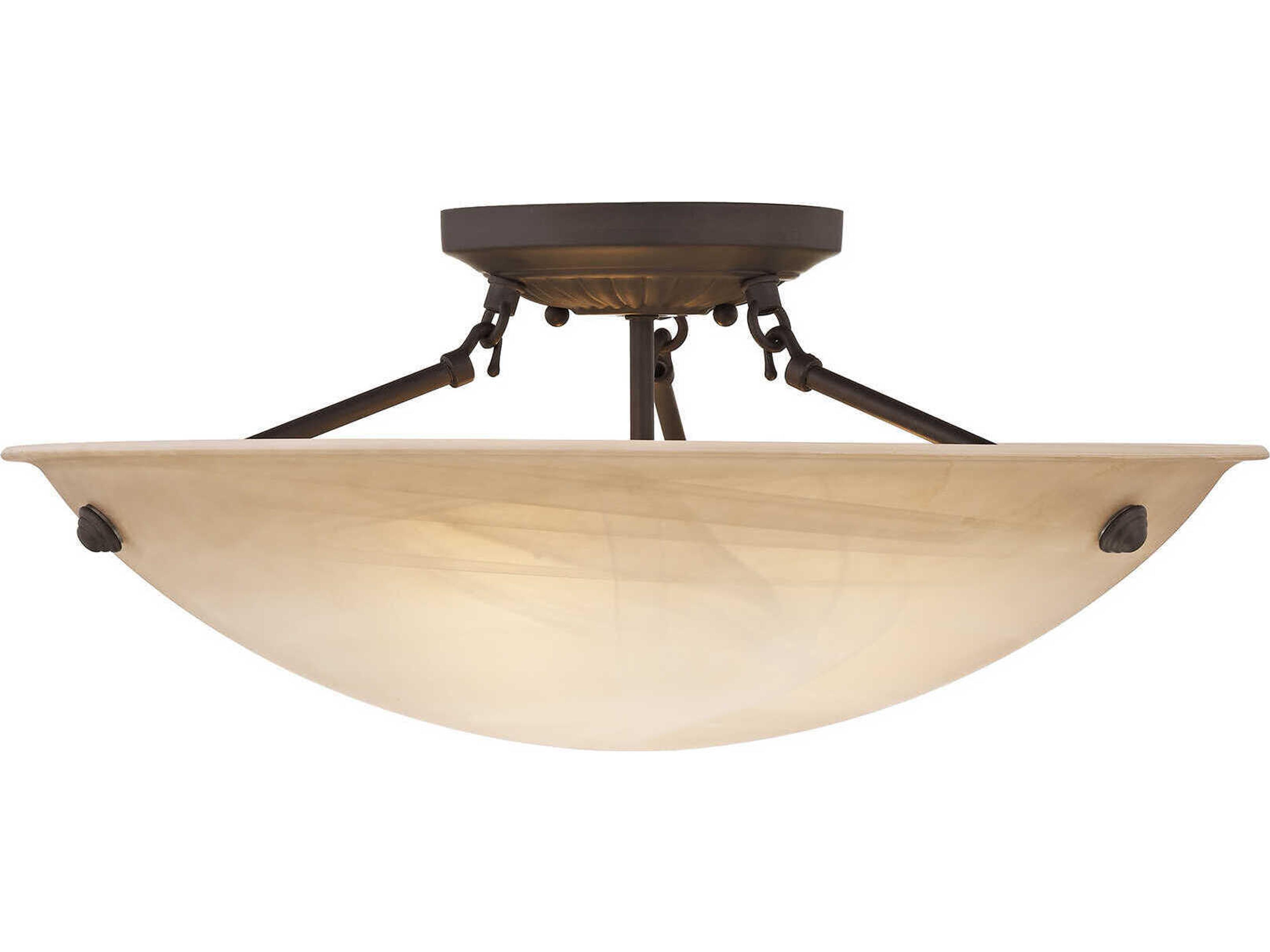 Oasis 3-Light Bronze Glass Bowl Semi Flush Mount