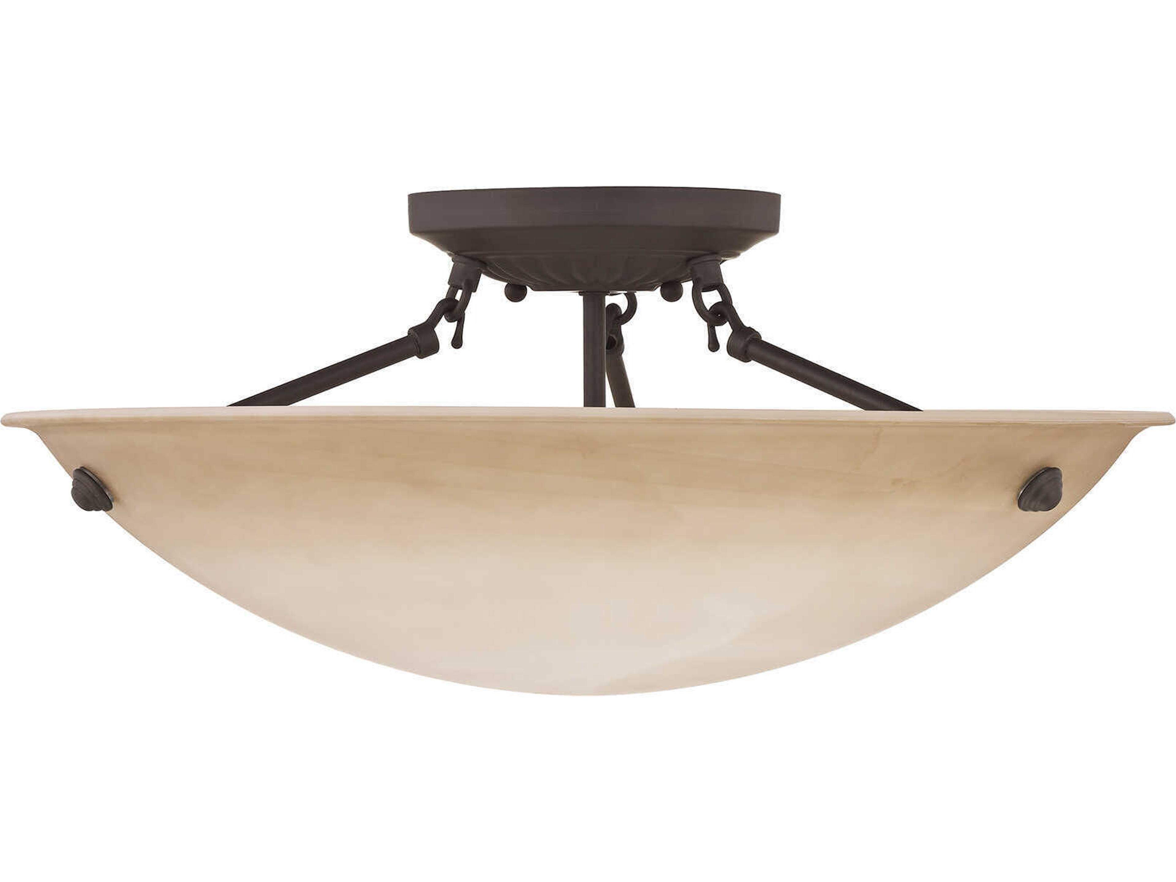 Livex Lighting Oasis 3-Light Bronze Glass Bowl Semi Flush Mount