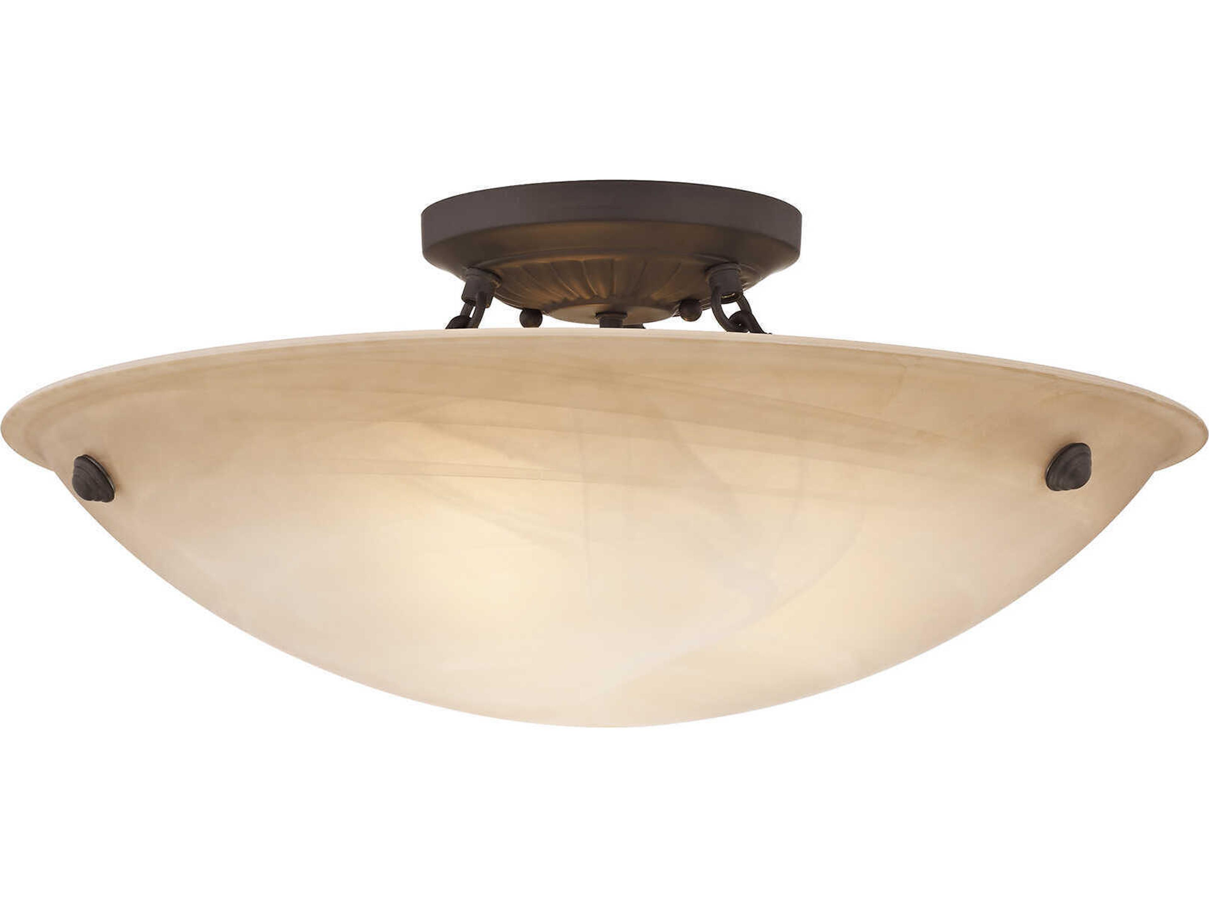 Livex Lighting Oasis 3-Light Bronze Glass Bowl Semi Flush Mount