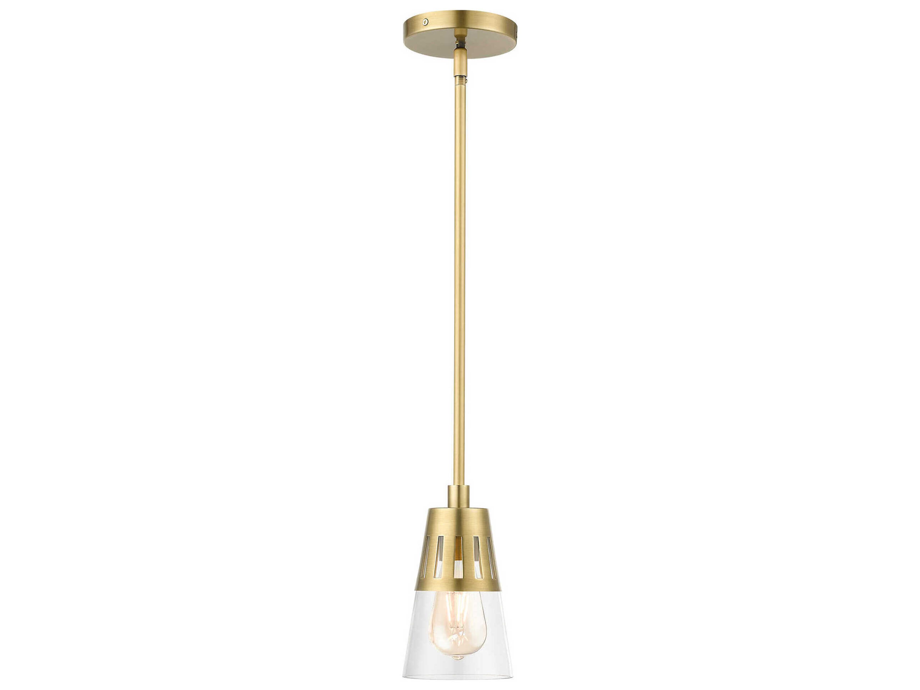 Bennington 1-Light Natural Brass Glass Mini Pendant