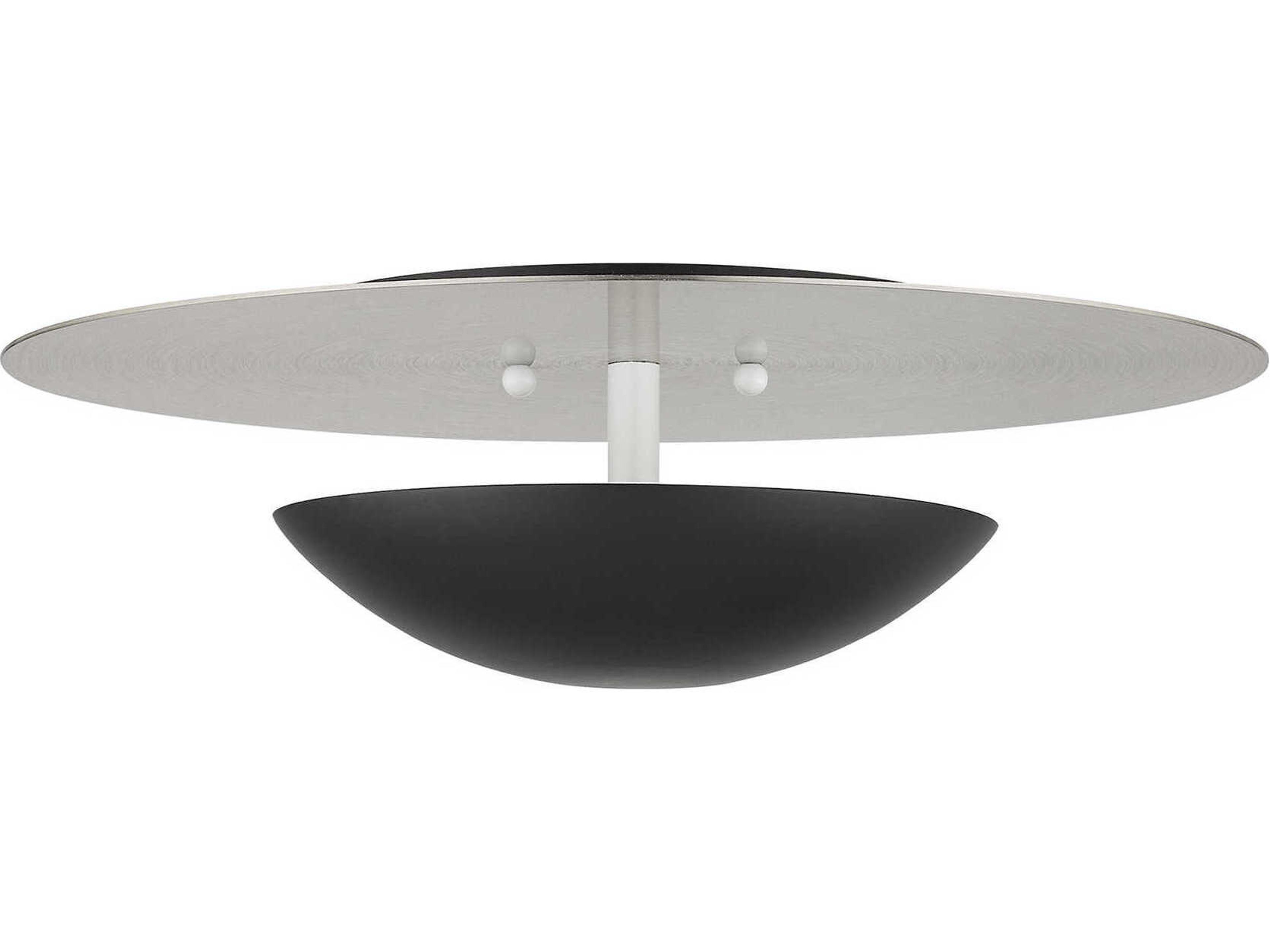 Livex Lighting Ventura 2-Light Black Brushed Nickel Flush Mount