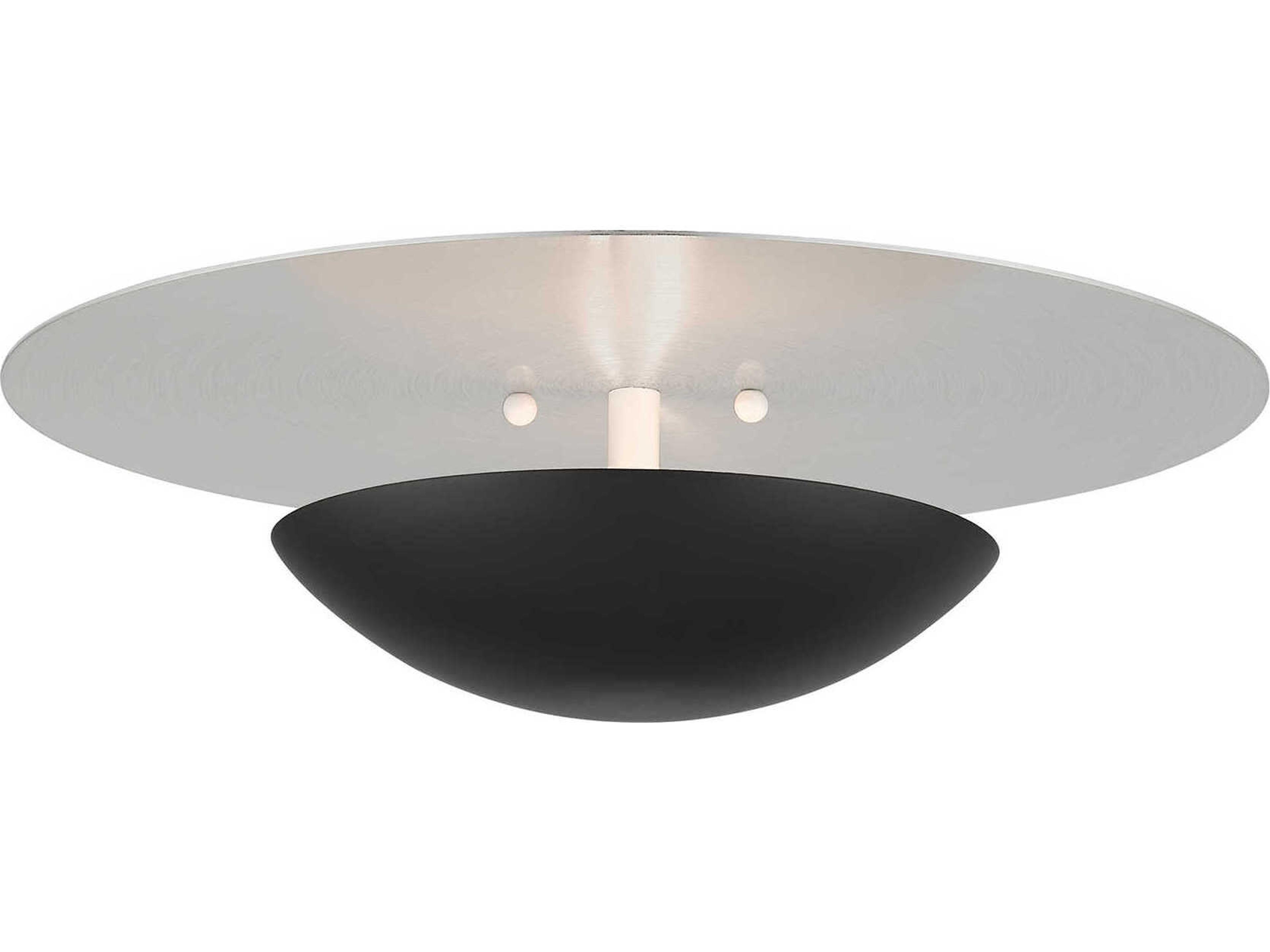 Livex Lighting Ventura 2-Light Black Brushed Nickel Flush Mount
