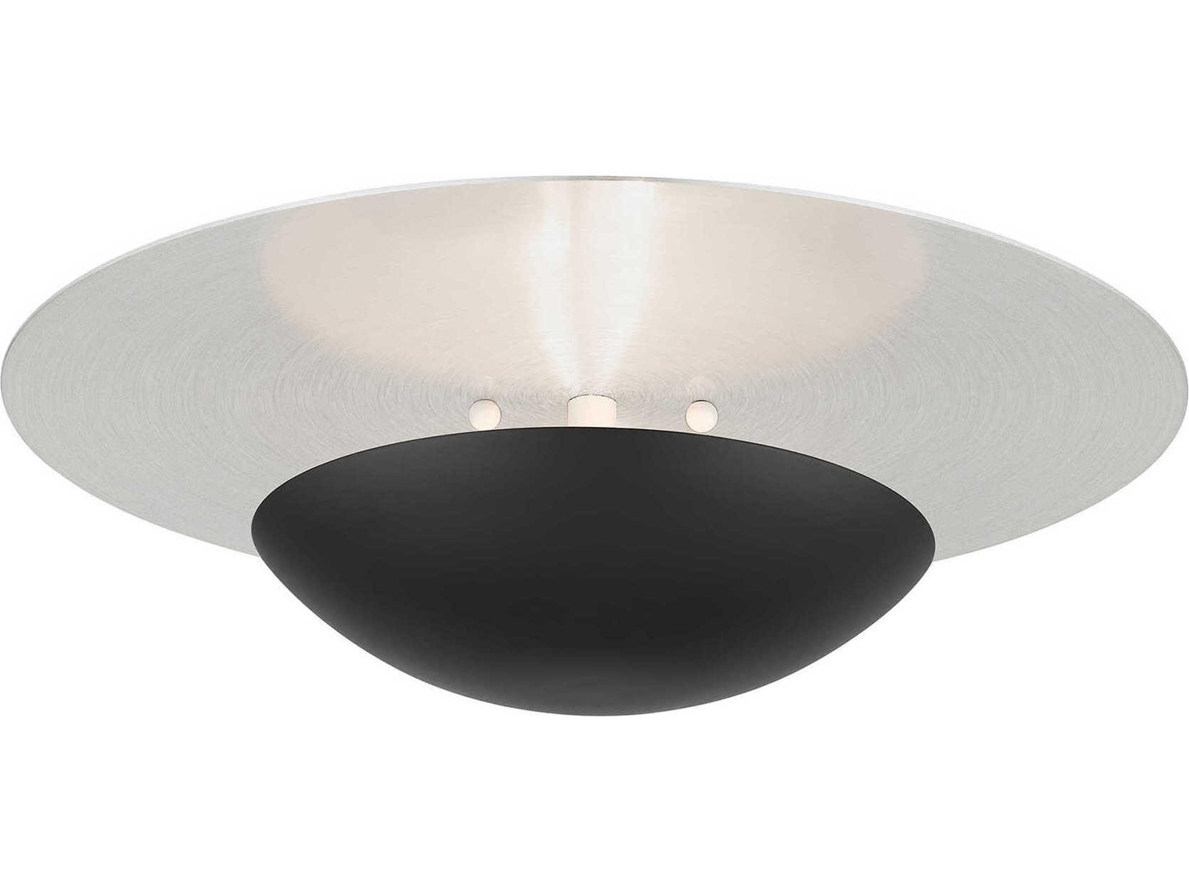 Livex Lighting Ventura 2-Light Black Brushed Nickel Flush Mount
