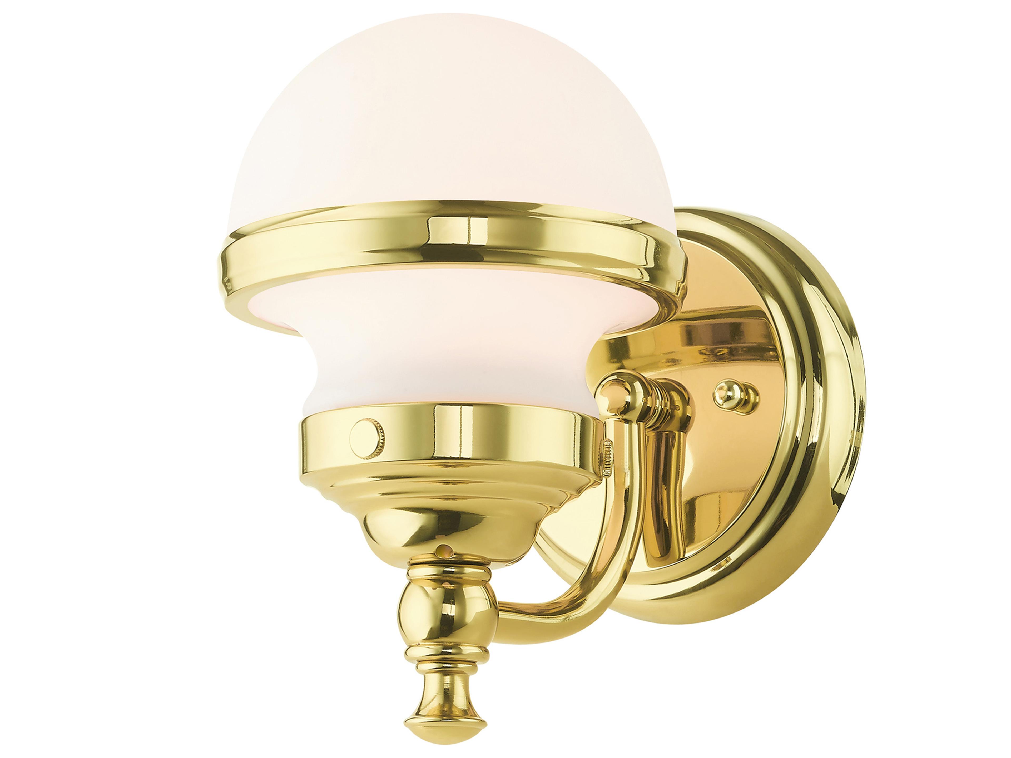 Livex Lighting Oldwick 1-Light Polished Brass Glass Wall Sconce