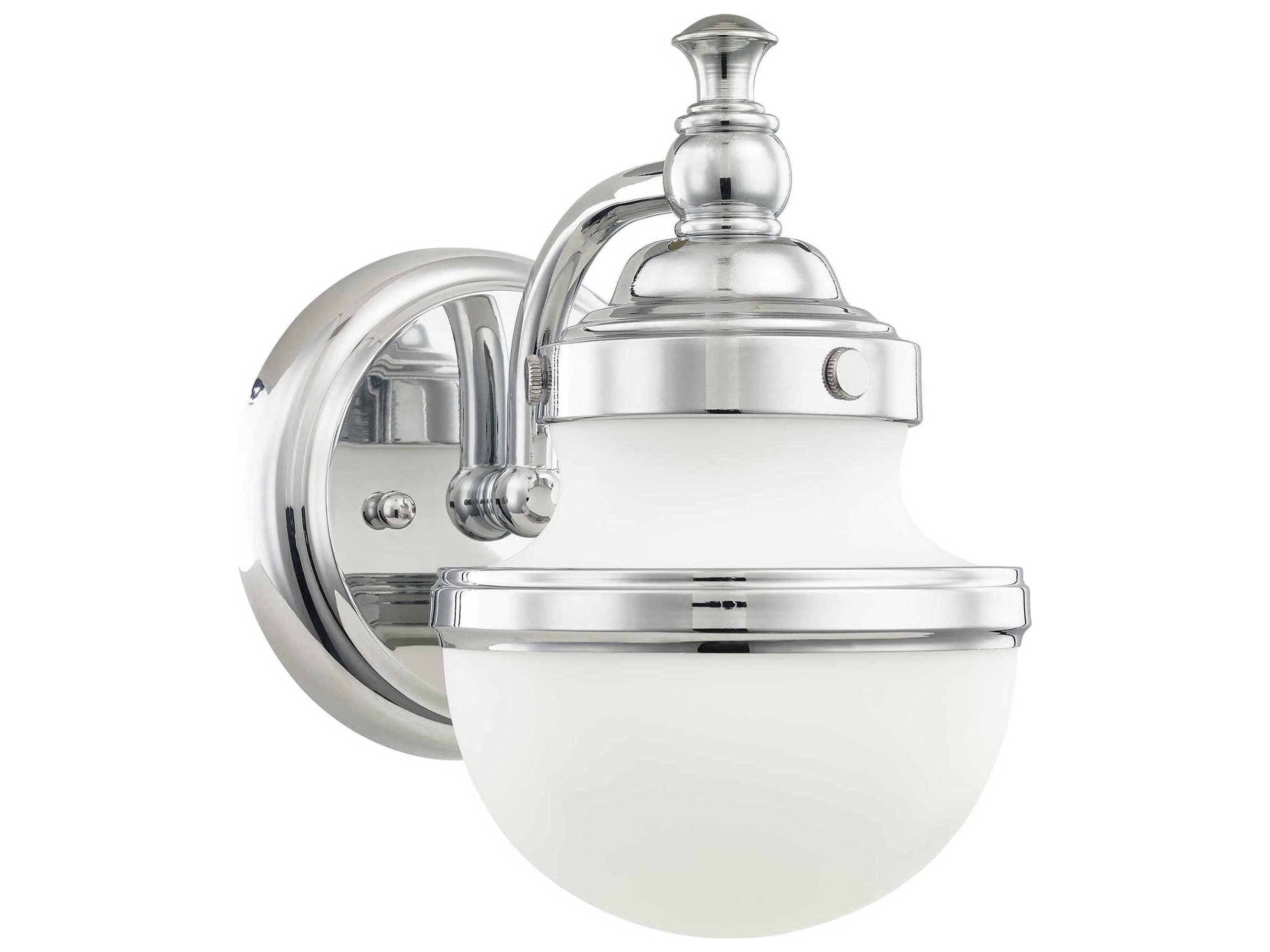 Livex Lighting Oldwick 1-Light Polished Chrome Glass Wall Sconce