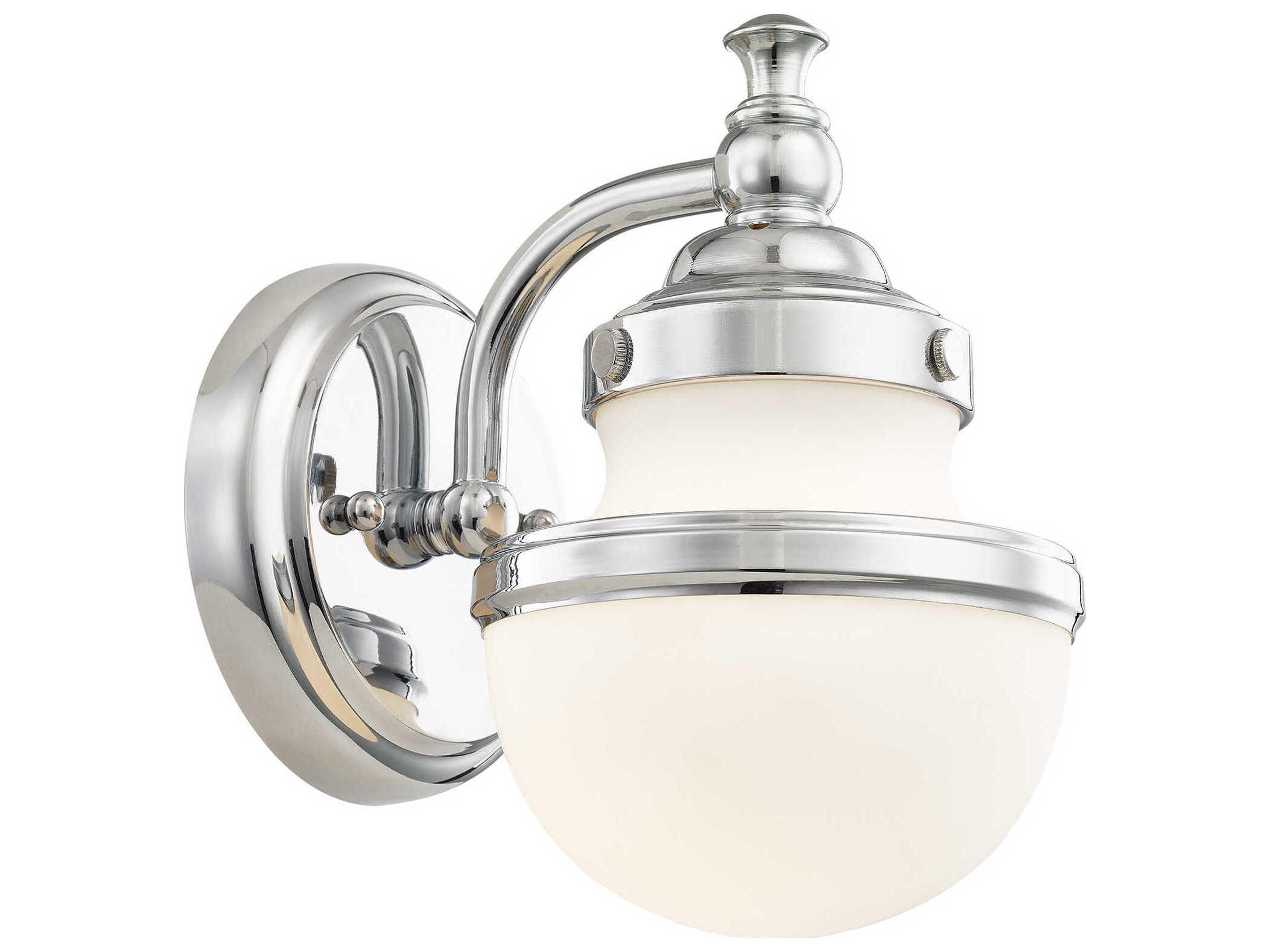 Livex Lighting Oldwick 1-Light Polished Chrome Glass Wall Sconce