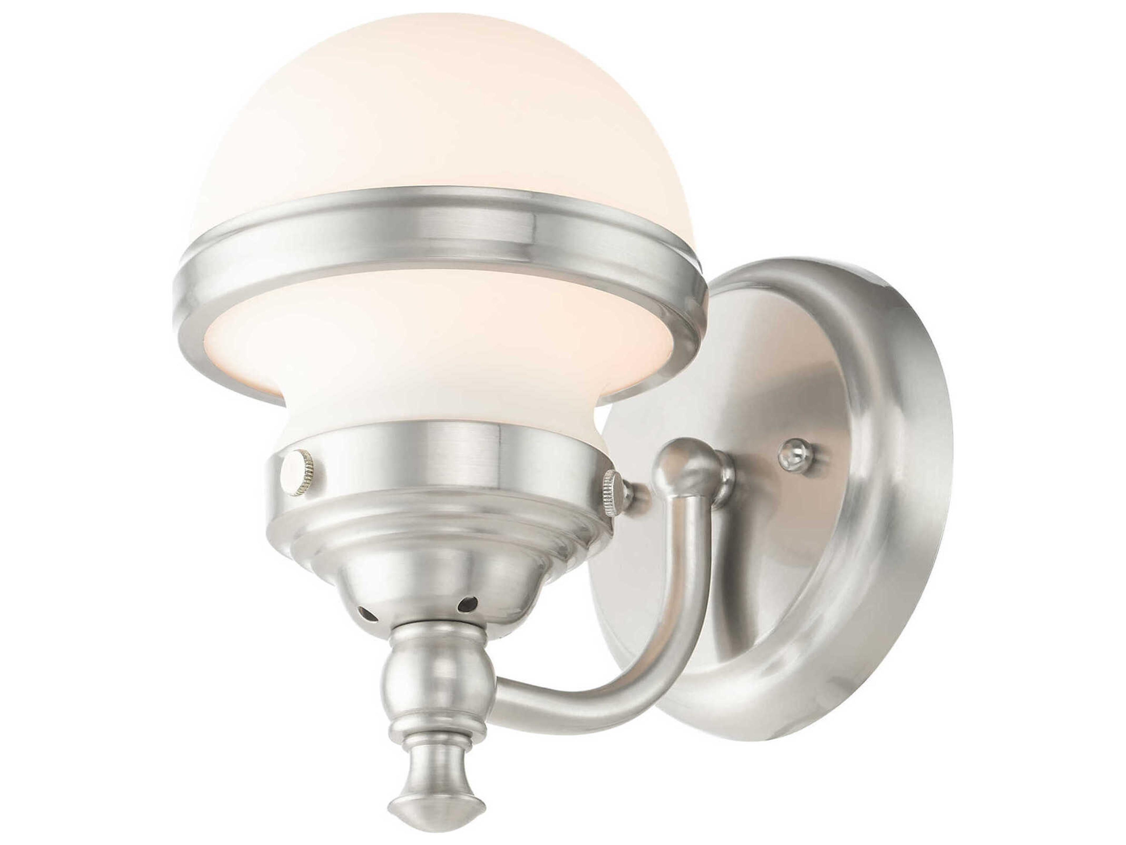 Livex Lighting Oldwick 1-Light Brushed Nickel Glass Wall Sconce