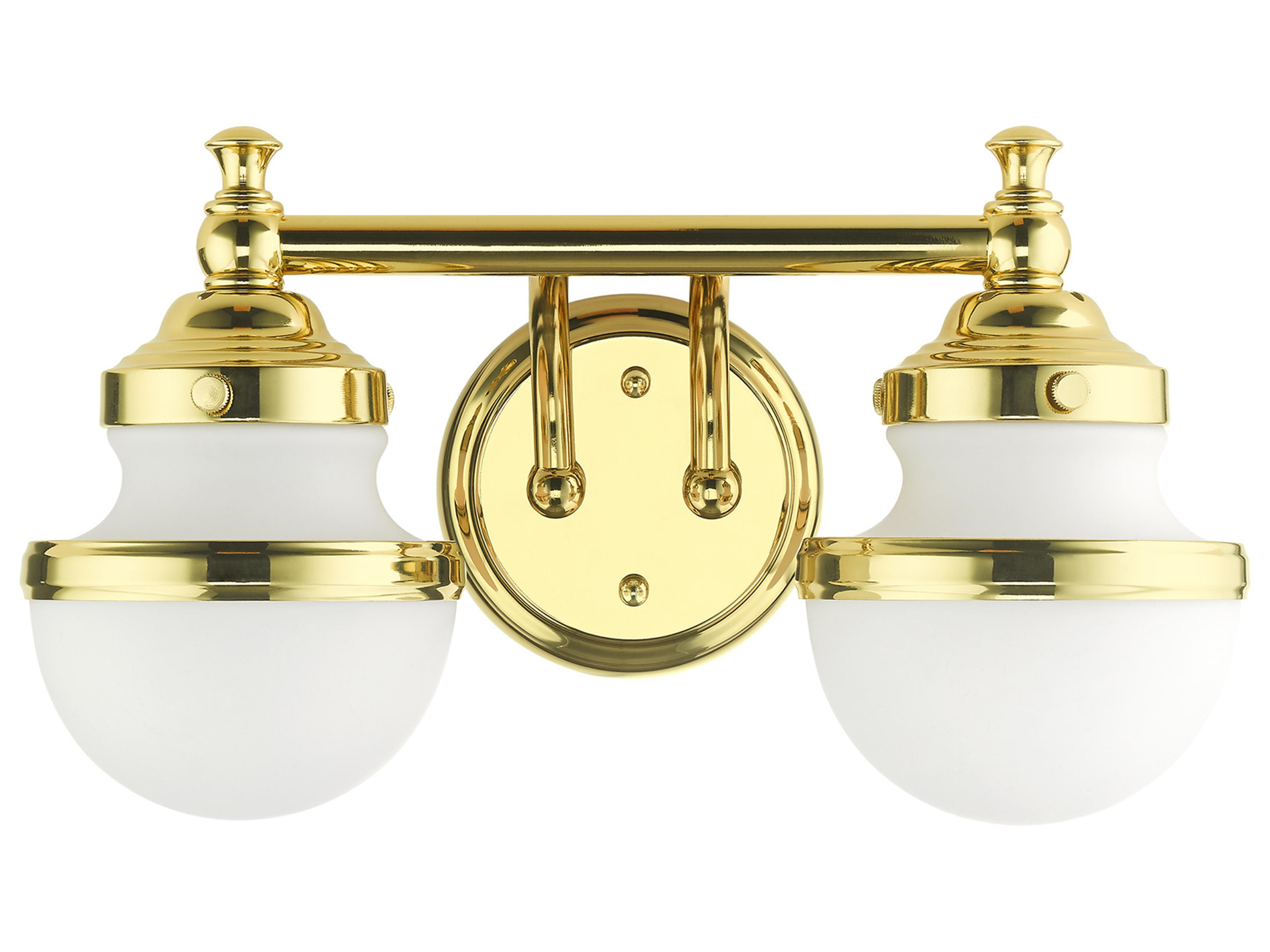 Livex Lighting Oldwick 2-Light Polished Brass Glass Vanity Light