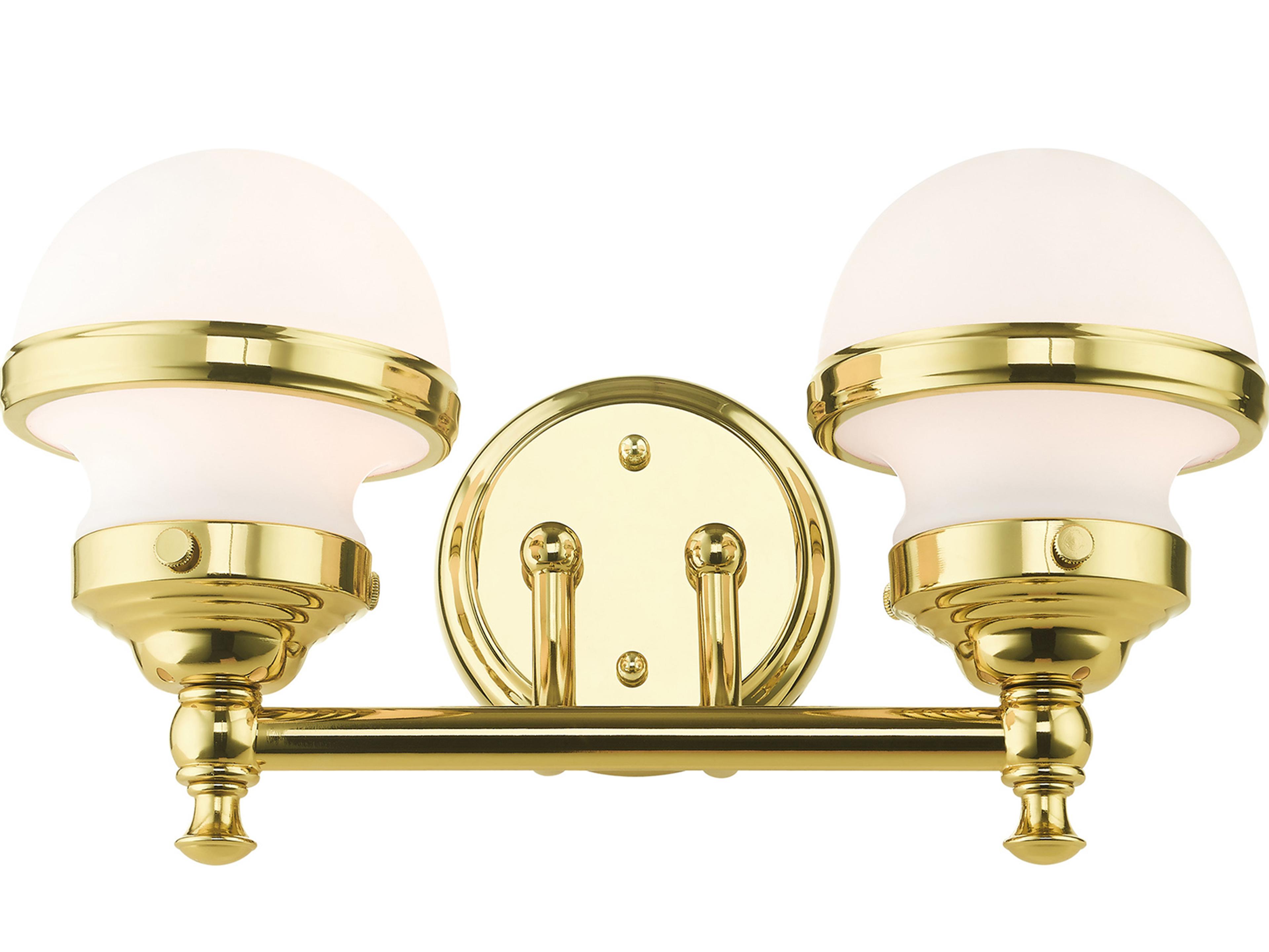 Livex Lighting Oldwick 2-Light Polished Brass Glass Vanity Light