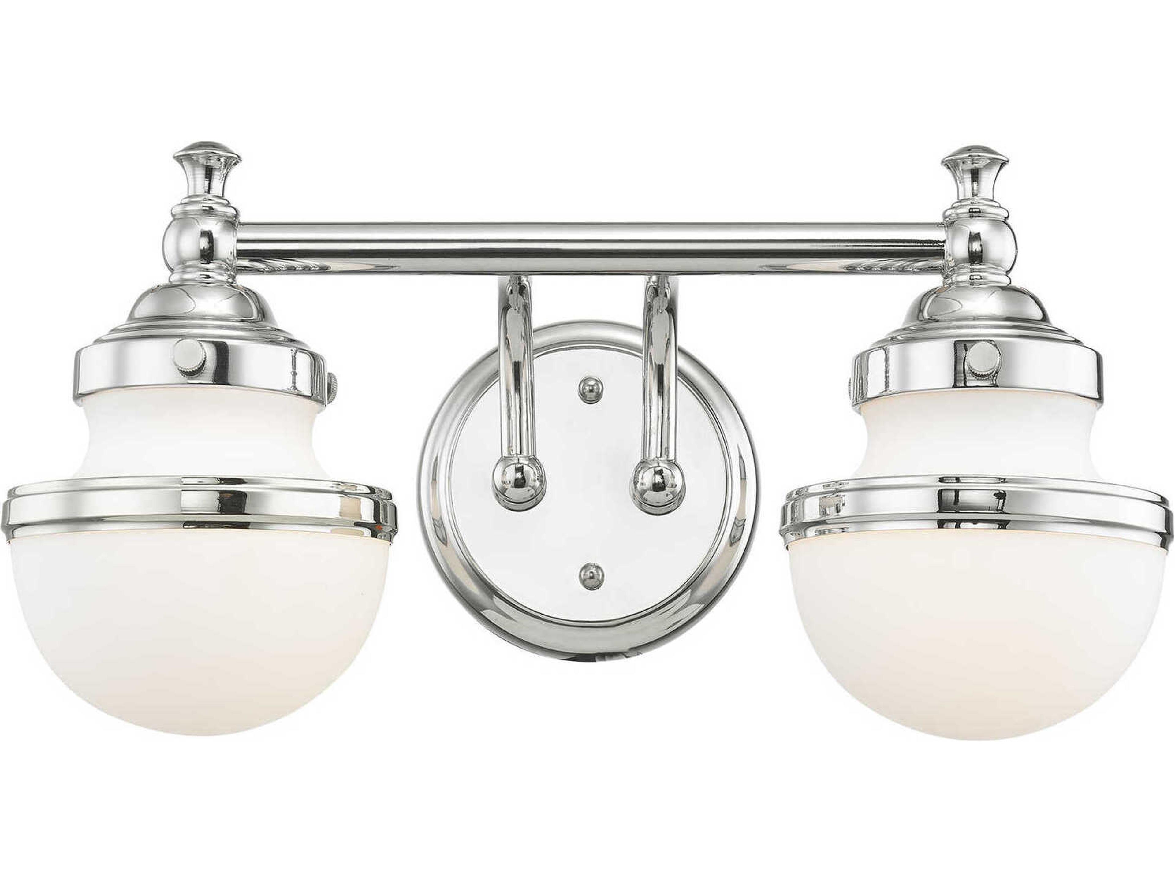 Oldwick 2-Light Polished Chrome Glass Vanity Light