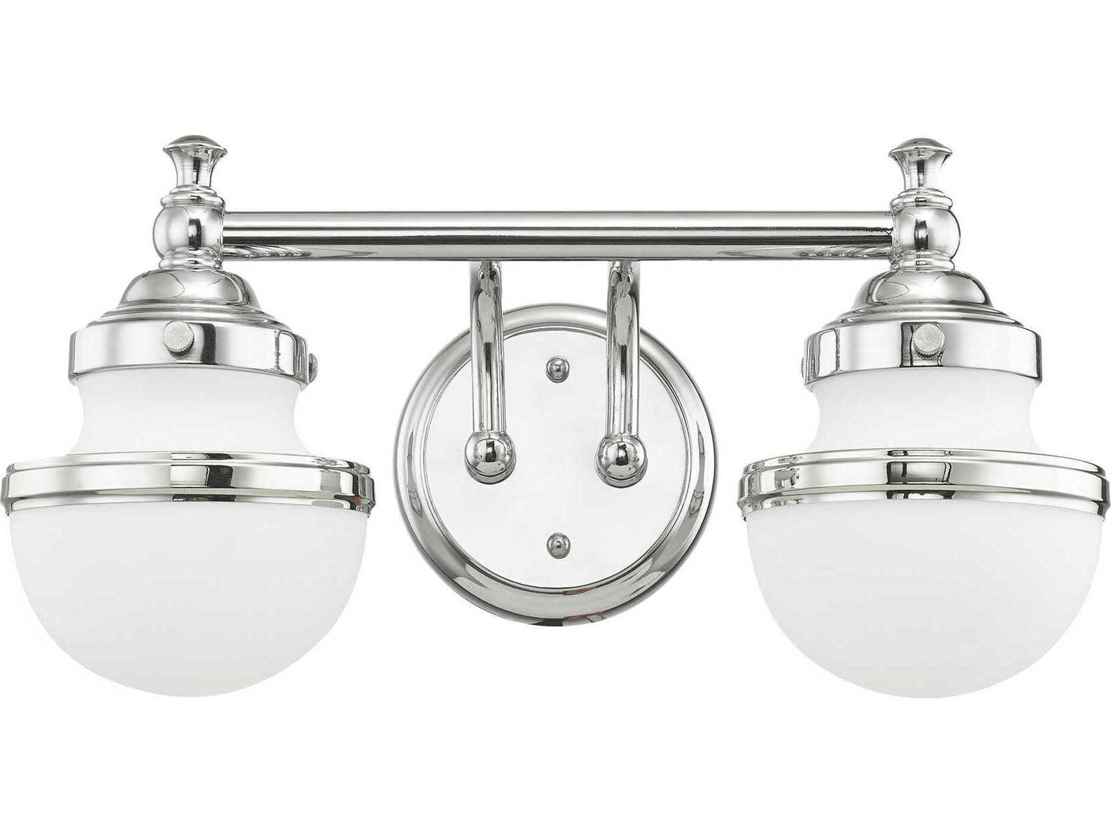 Livex Lighting Oldwick 2-Light Polished Chrome Glass Vanity Light